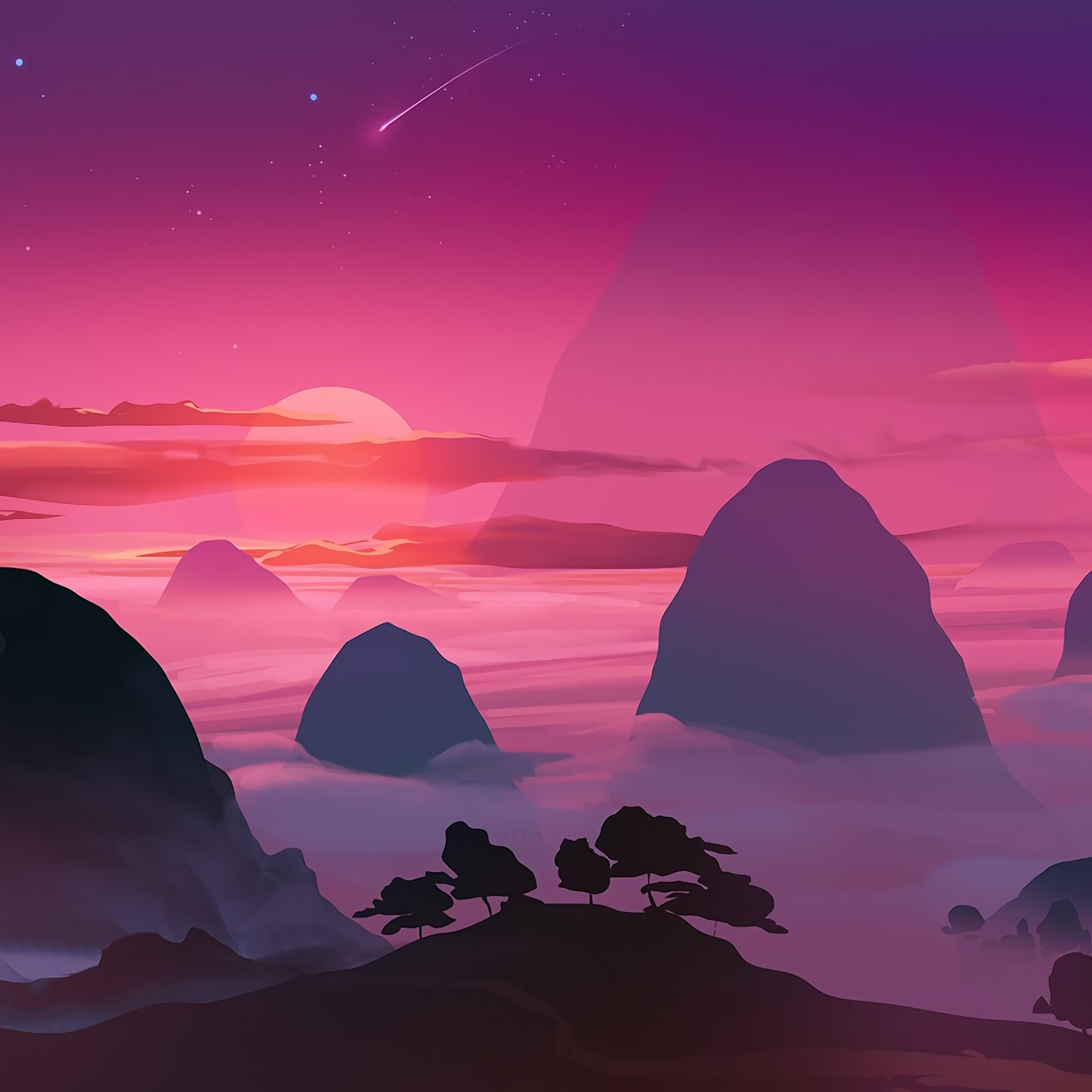 Pink Sunset Minimal 4k iPad