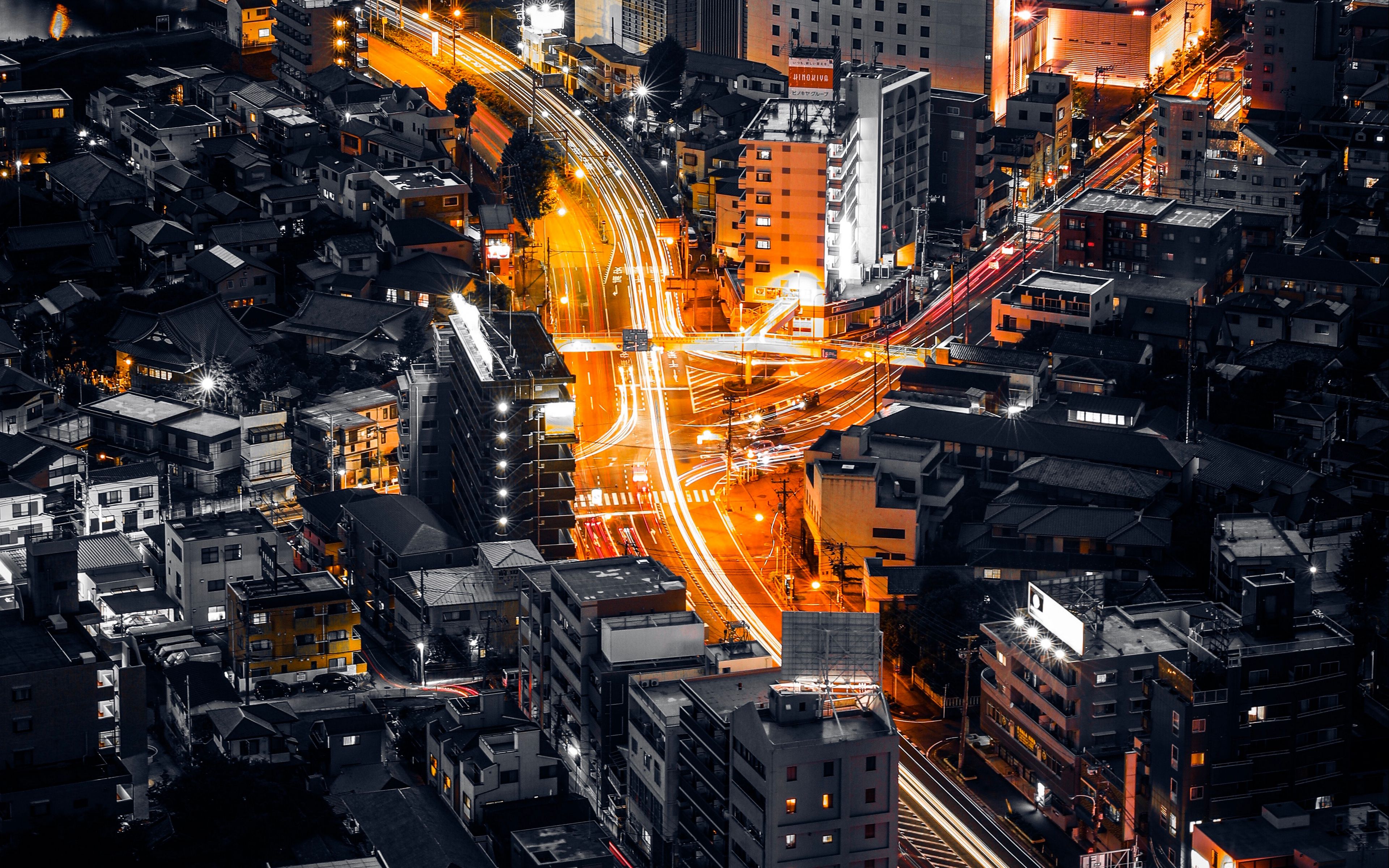 city, buildings, aerial view