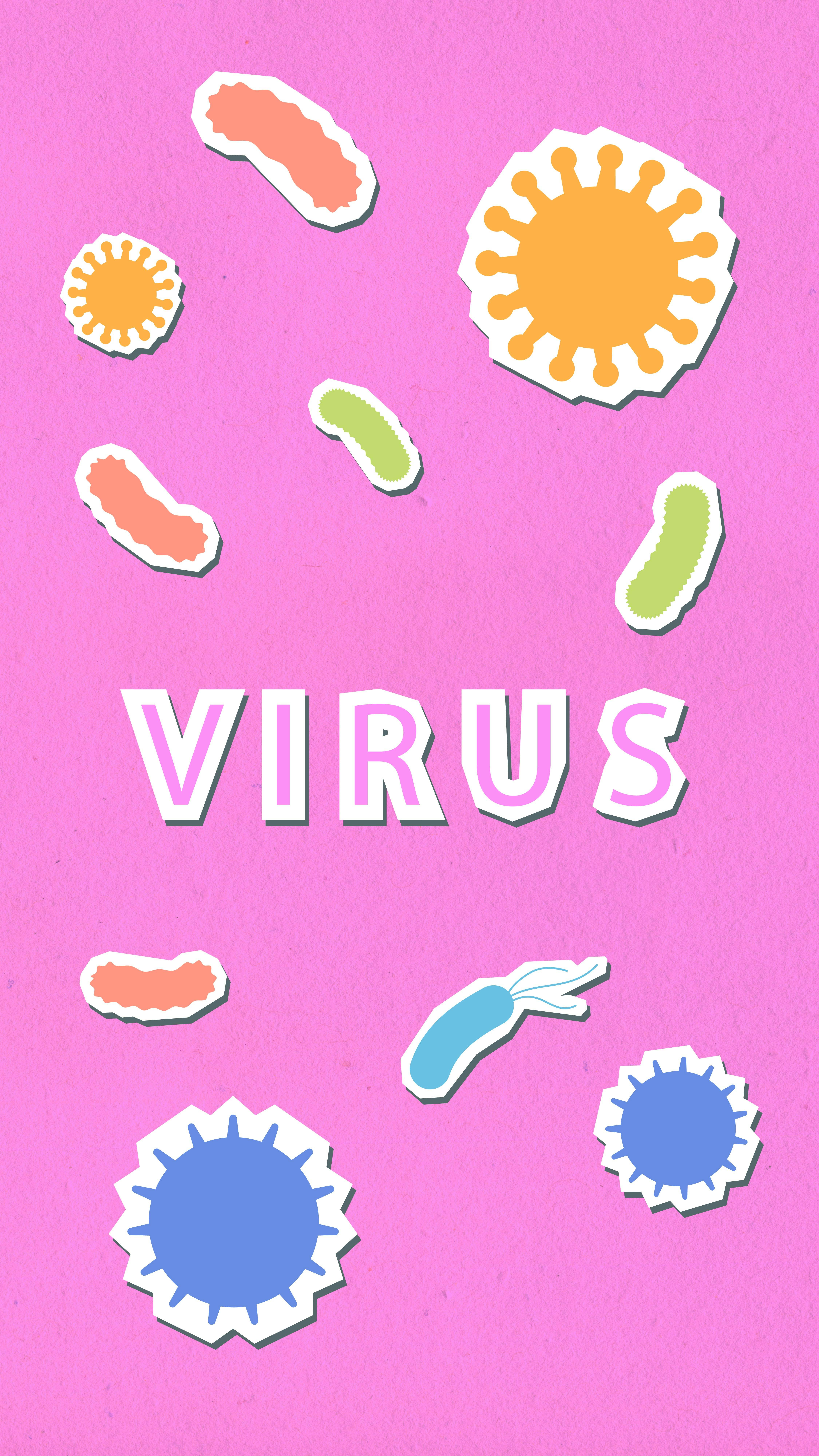 Paper cutout of different viruses
