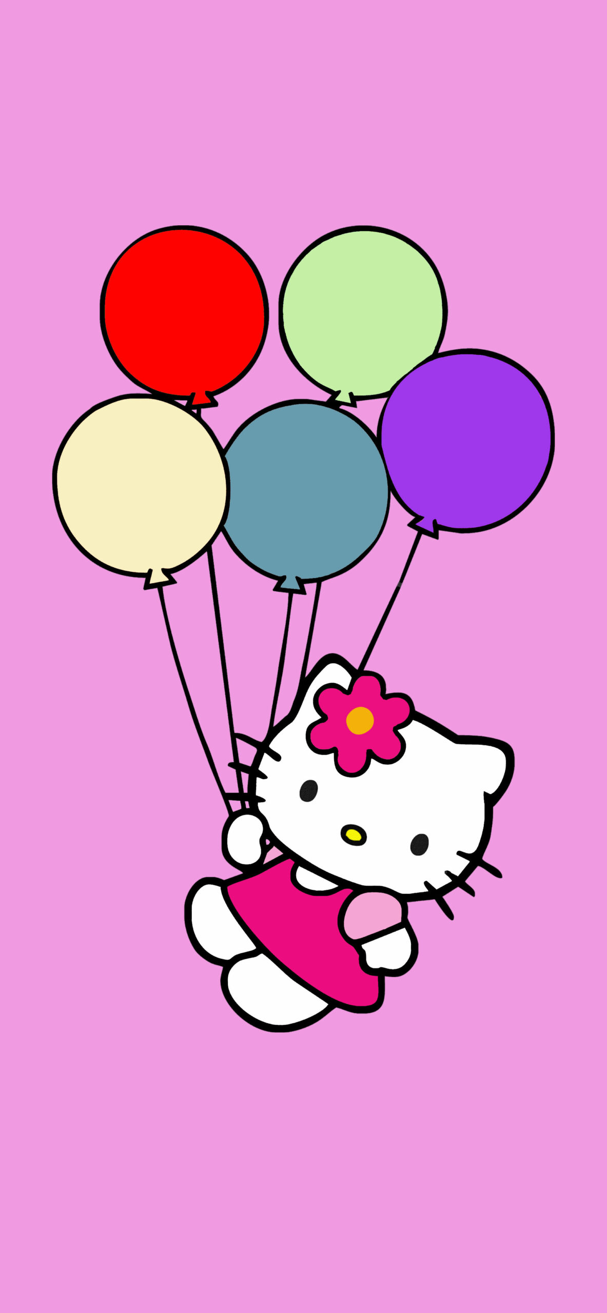 Hello Kitty & Balloons Pink Wallpaper
