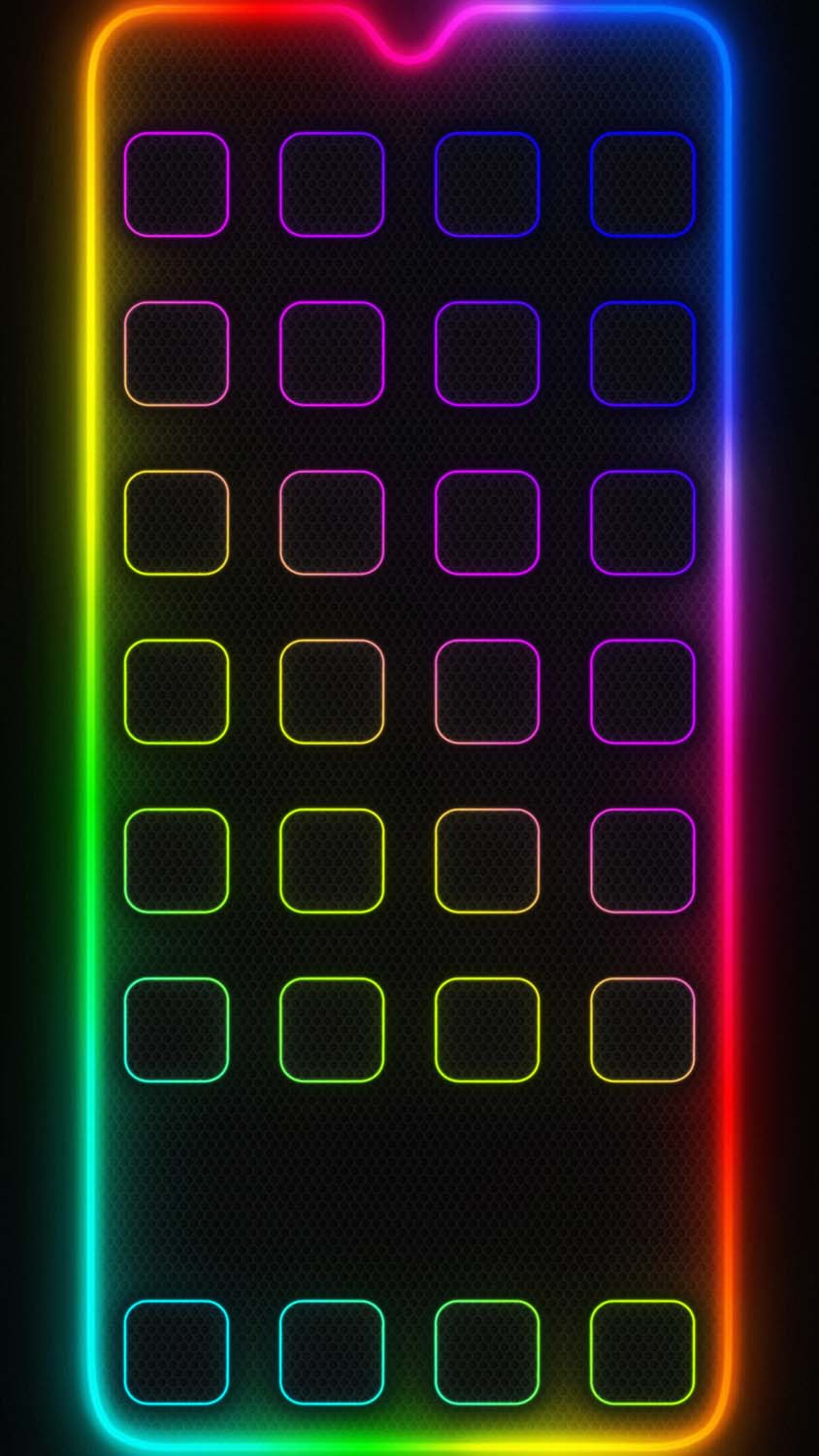 IOS App Dock Punch Hole Camera Neon