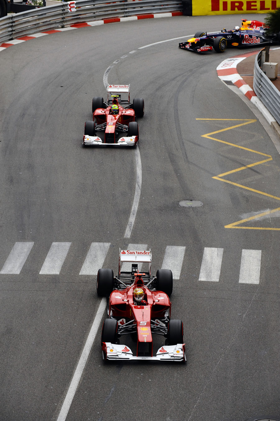 Fernando Alonso leads Felipe Massa