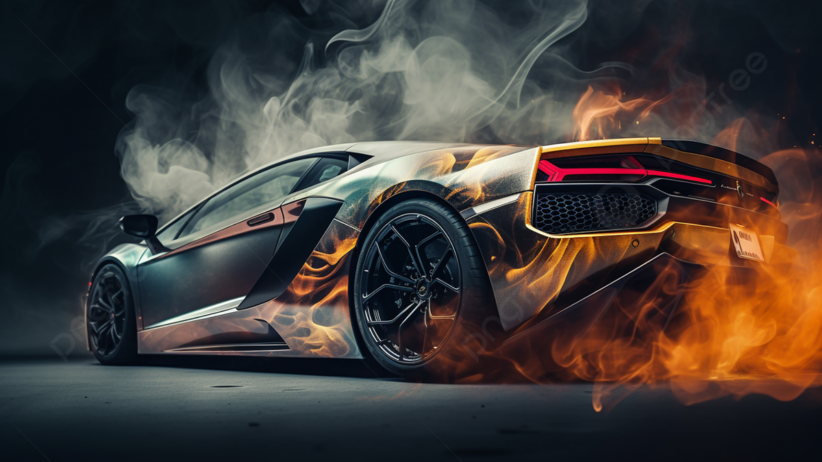 Supercar Flame Smoke Advertising