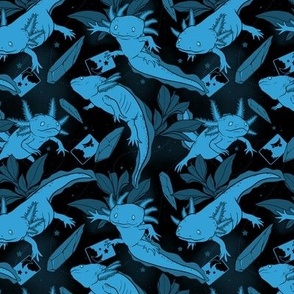 Axolotl Illustration Fabric, Wallpaper
