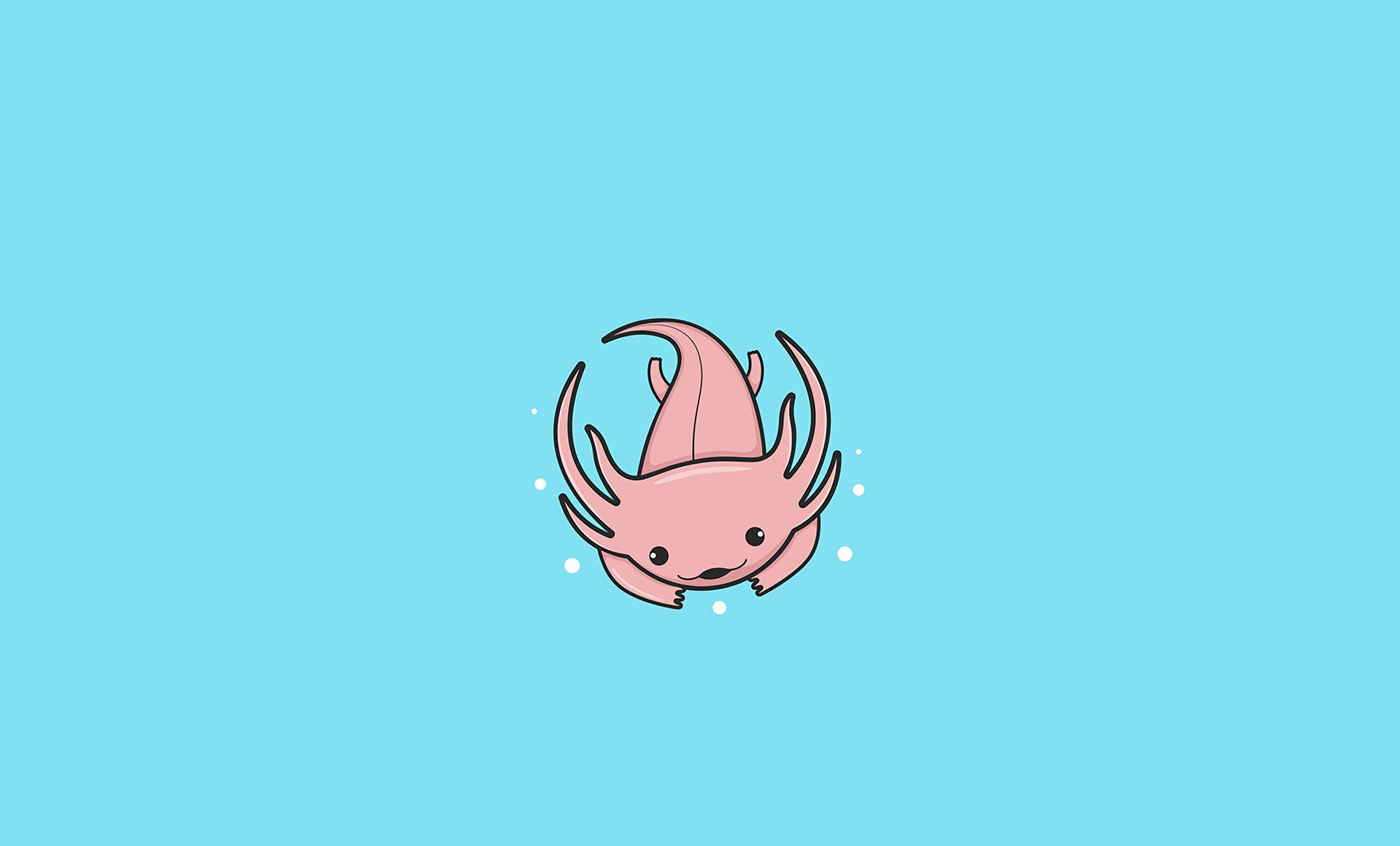 Download Pink Axolotl In Blue Wallpaper