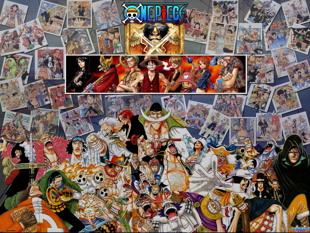 anime men, One Piece, anime, collage