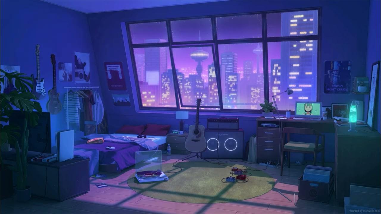 purple lofi bedroom 4k live wallpaper