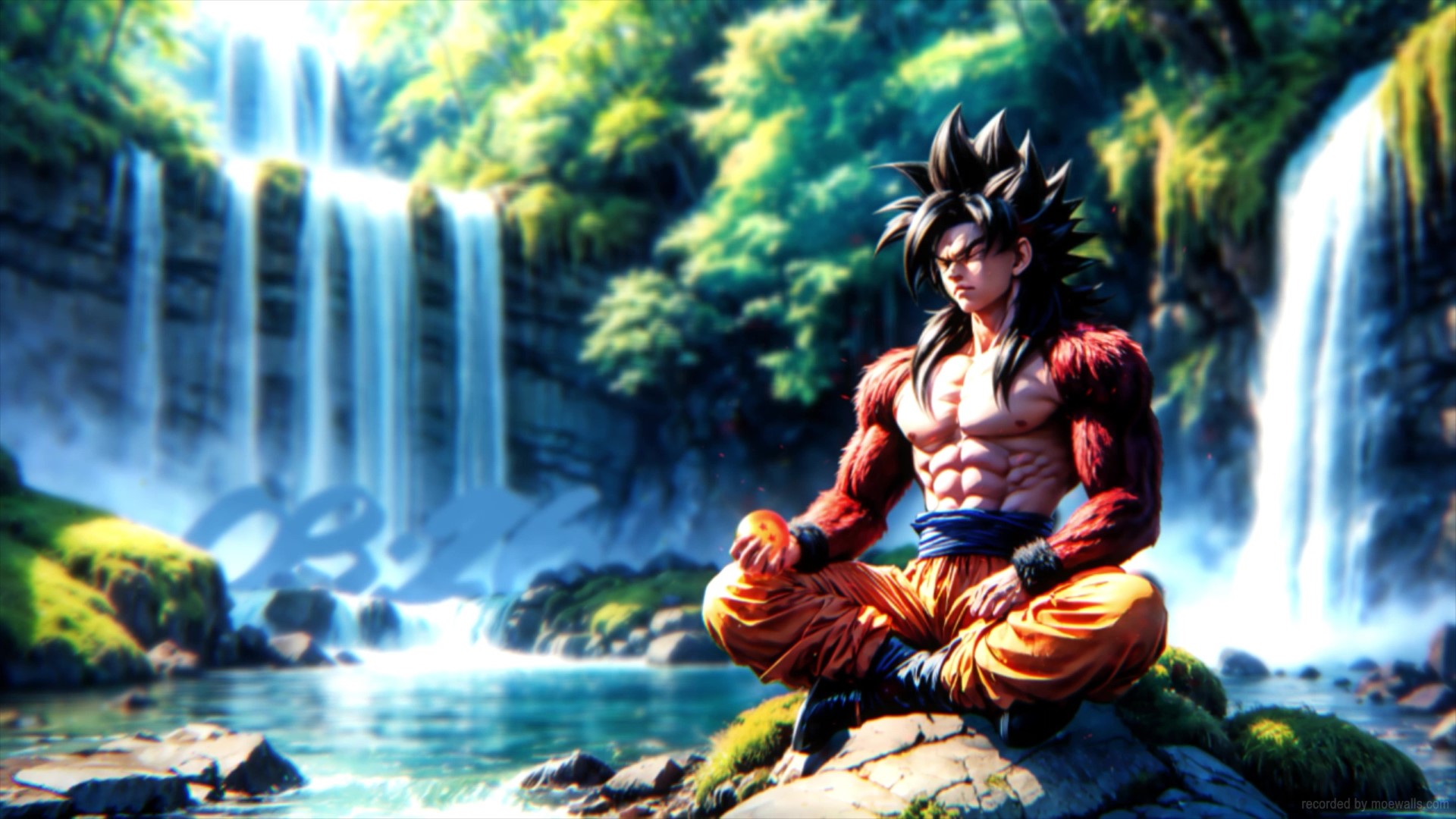 Goku Meditating Super Saiyan 4 Dragon