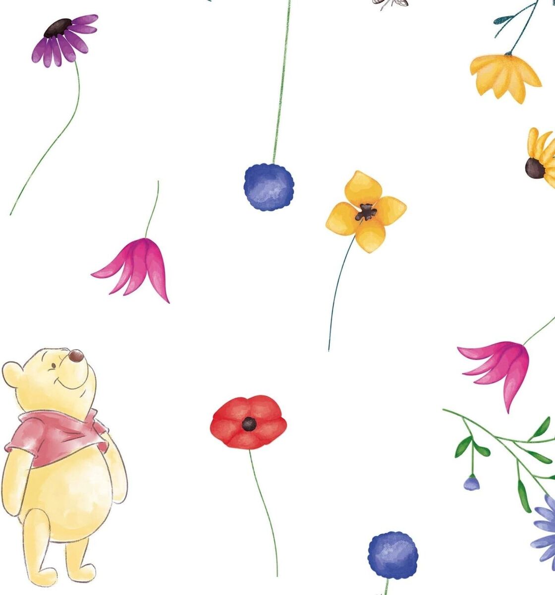 Komar TD5 0005 Disney Winnie The Pooh Summer 1 Non Woven Wallpaper Roll Size: 10.05 X 0.53 M Nursery Baby Room Pooh Piglet Colourful