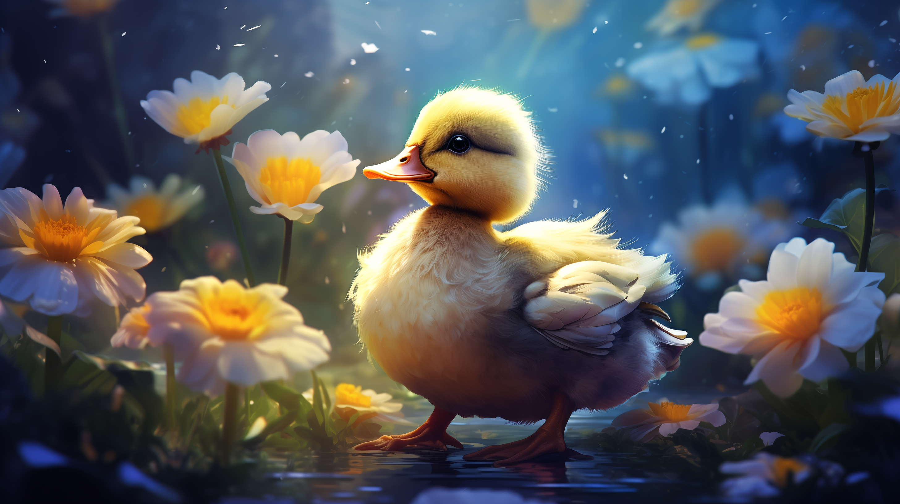 Flower Garden AI Art Animal Duck