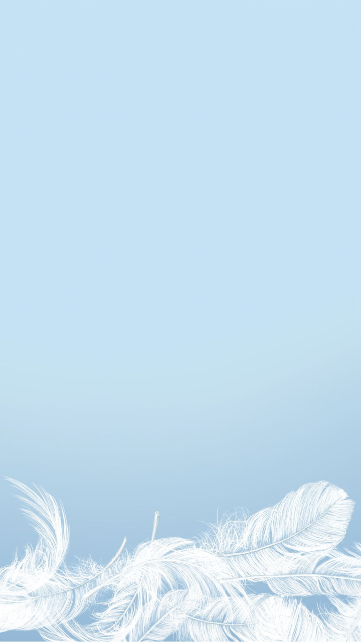 Blue phon wallpaper, white feathers