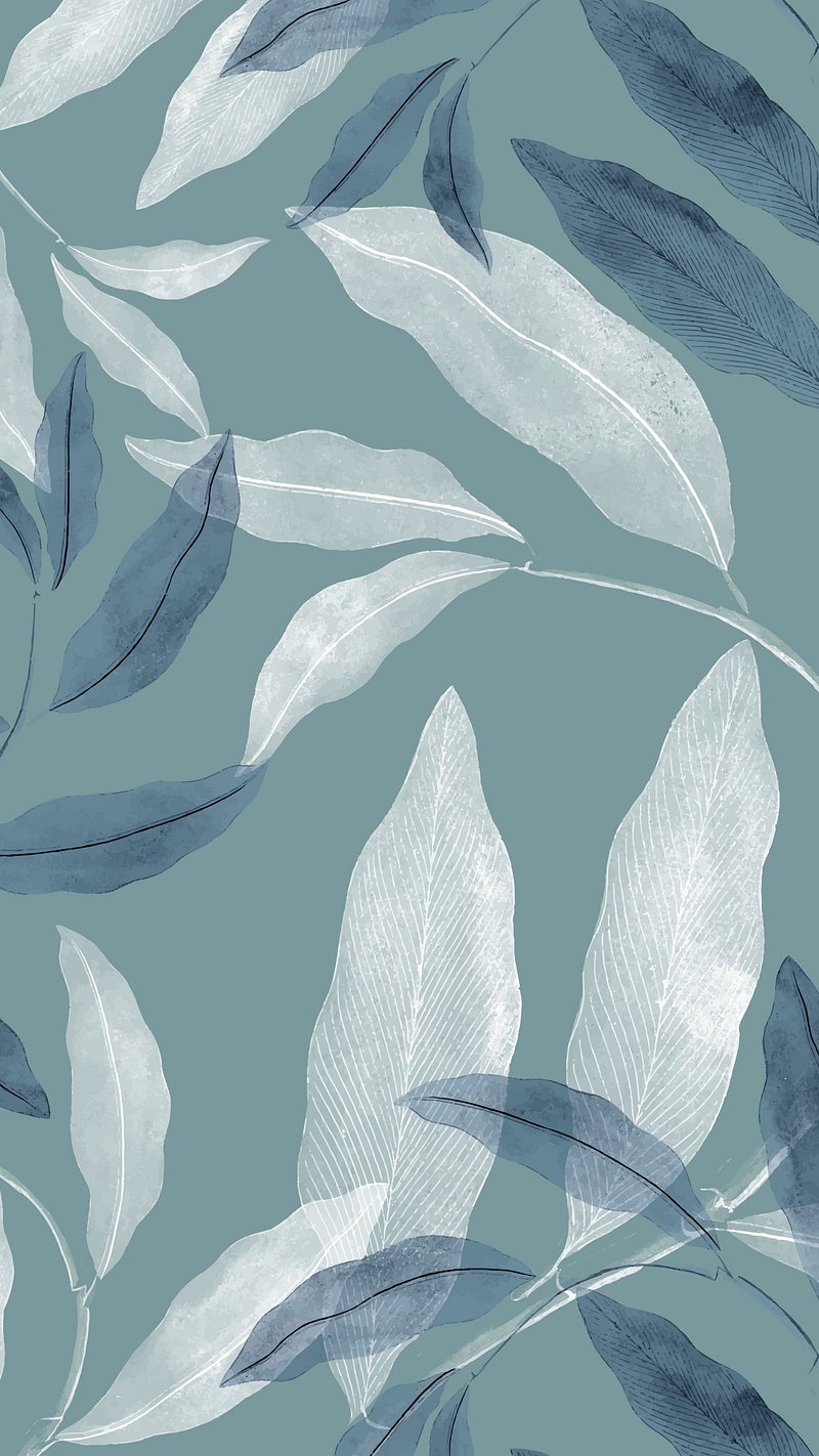 Blue and white leafy background