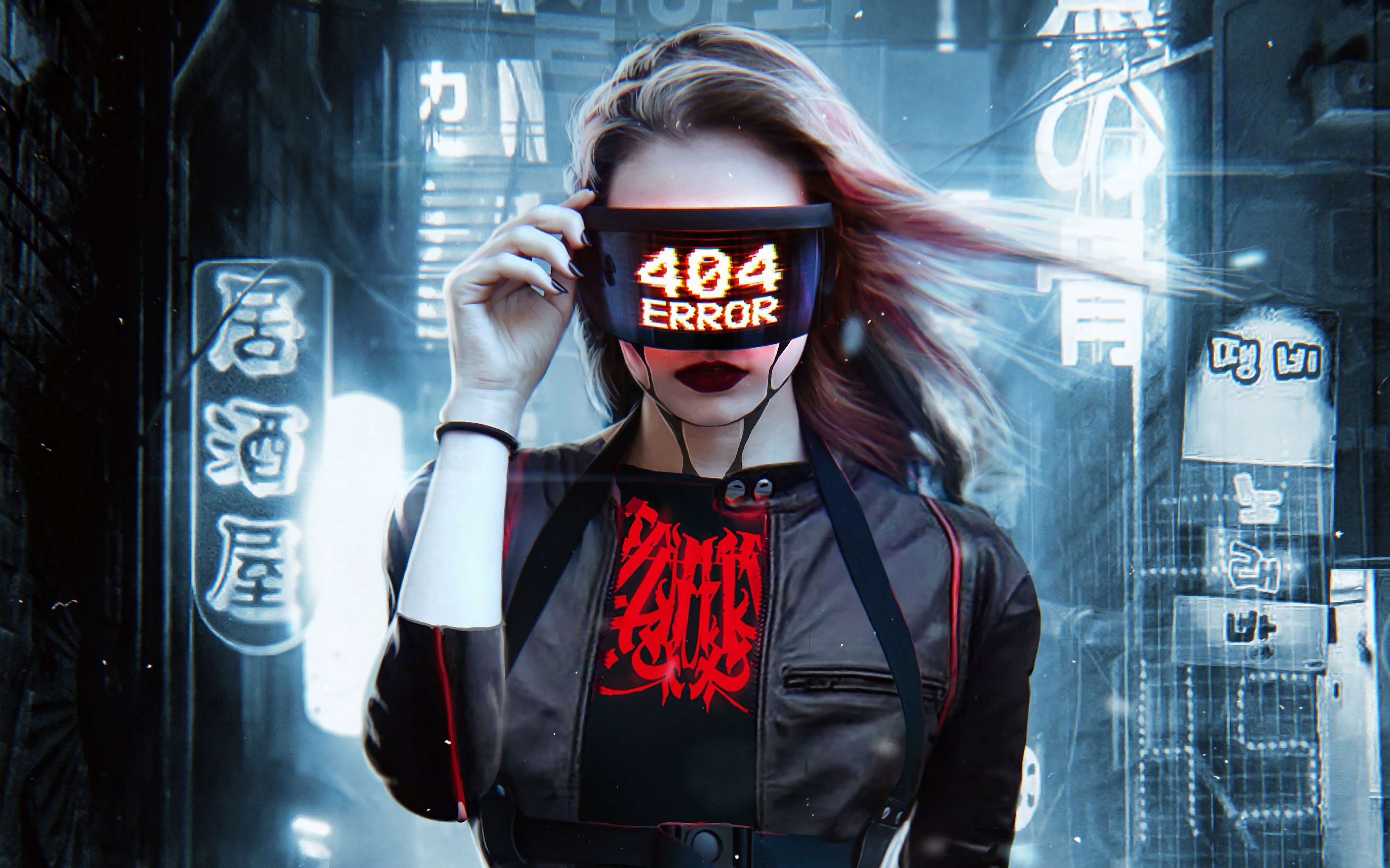 Error Cyberpunk Girl 4K Wallpaper