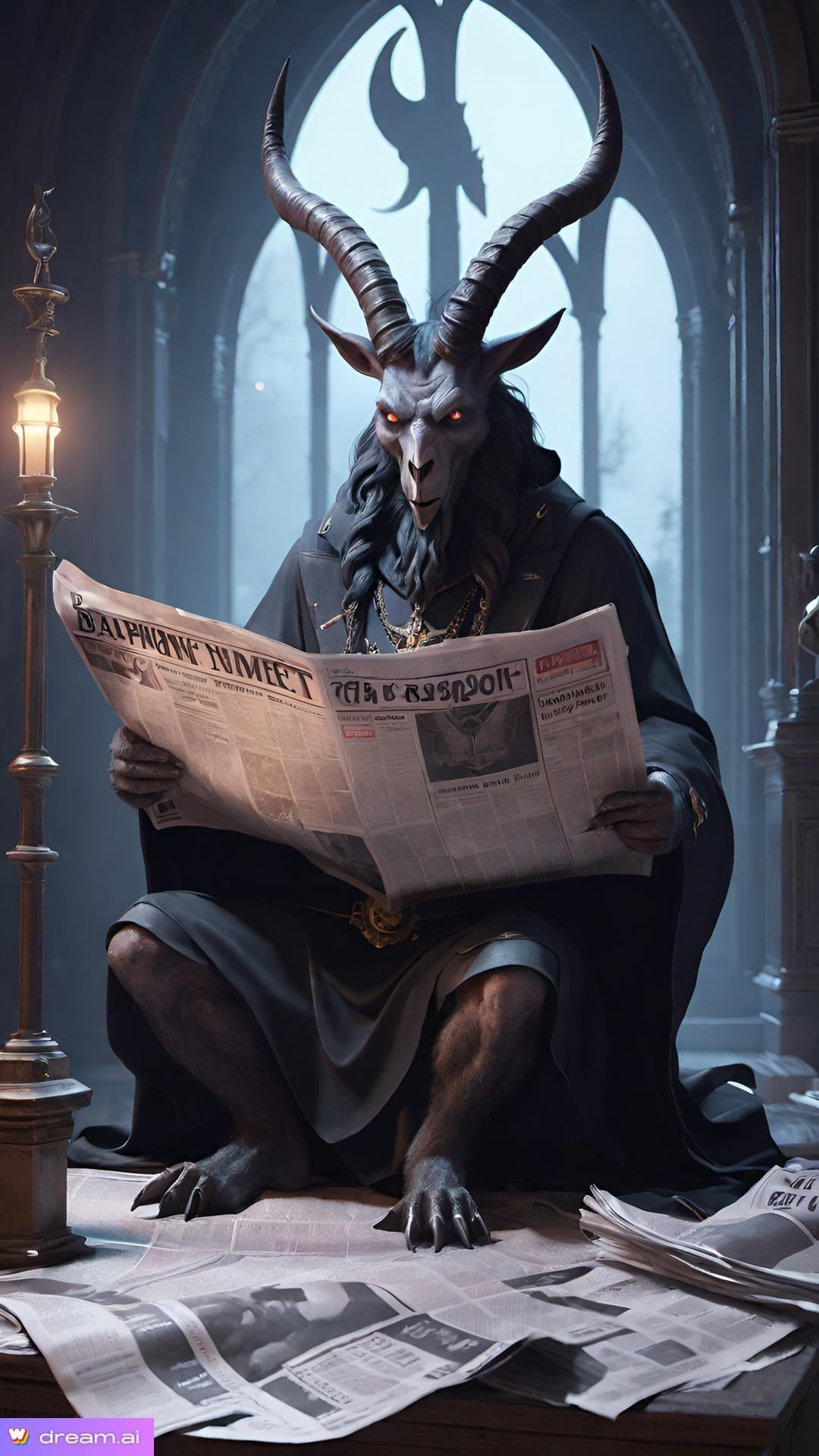 Baphomet doing daily activities