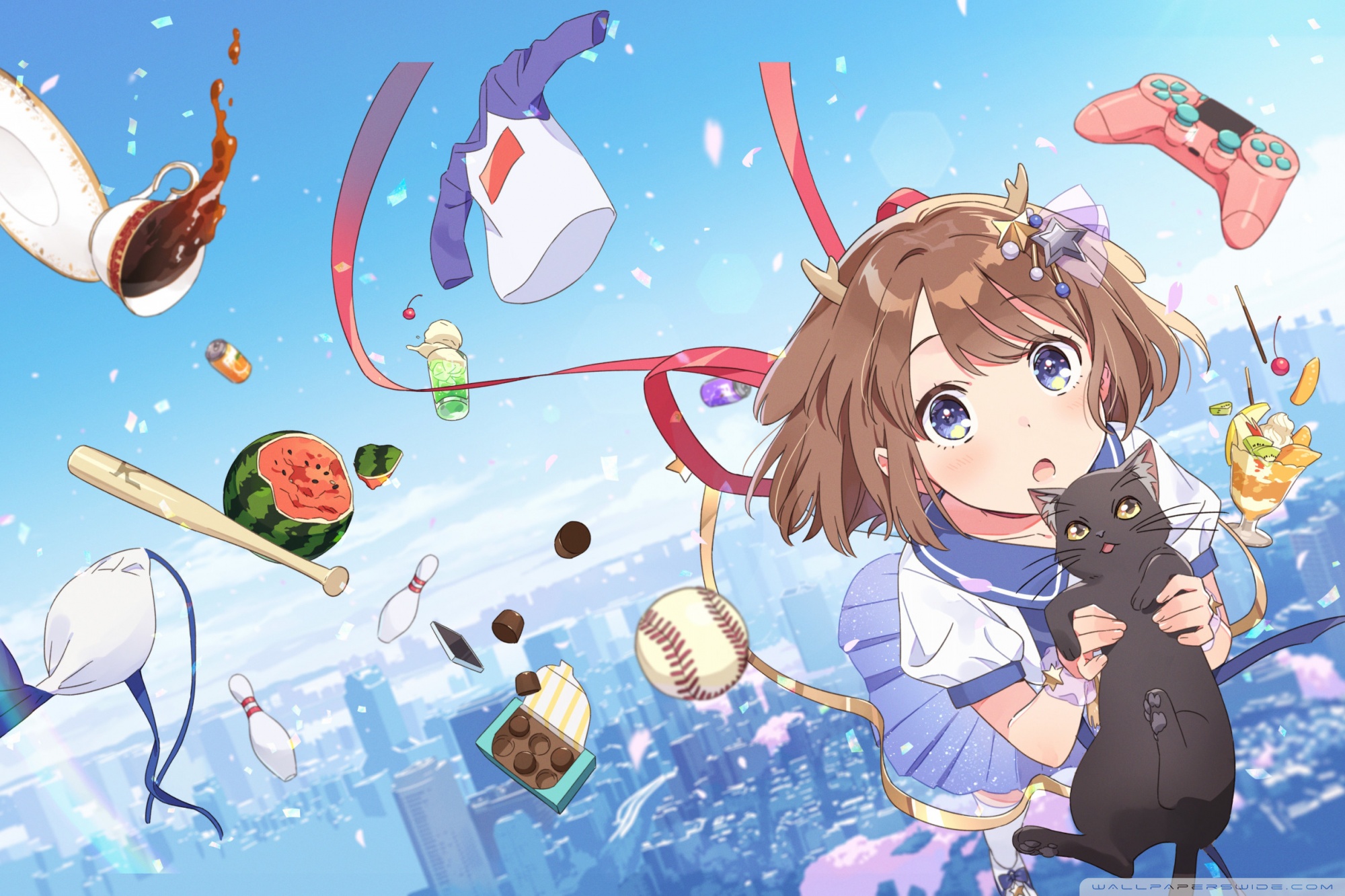 Anime, Girl, Black Cat Ultra HD Desktop