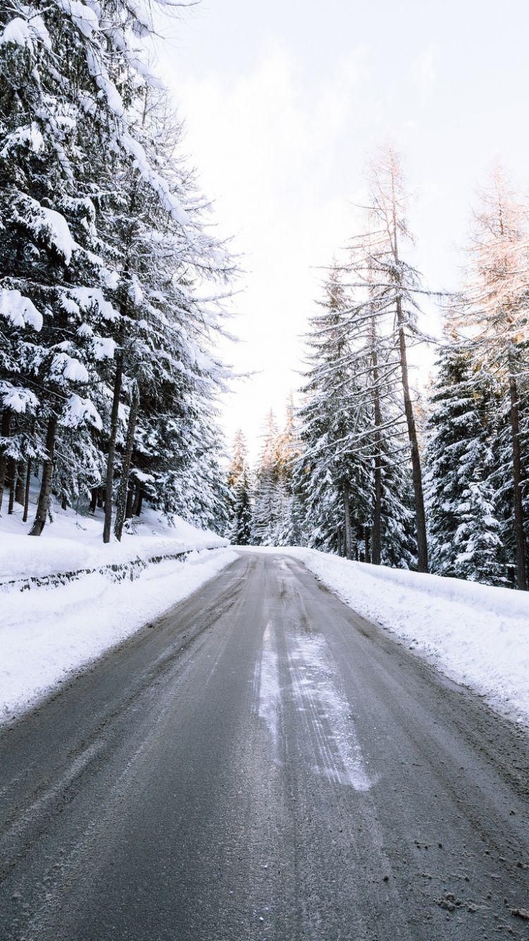 Download Wallpaper 750x1334 Road, Snow