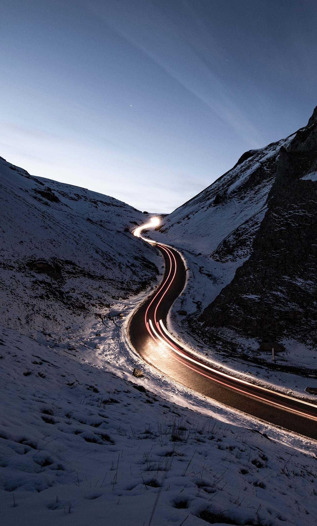 Snowy Road Way Long Exposure
