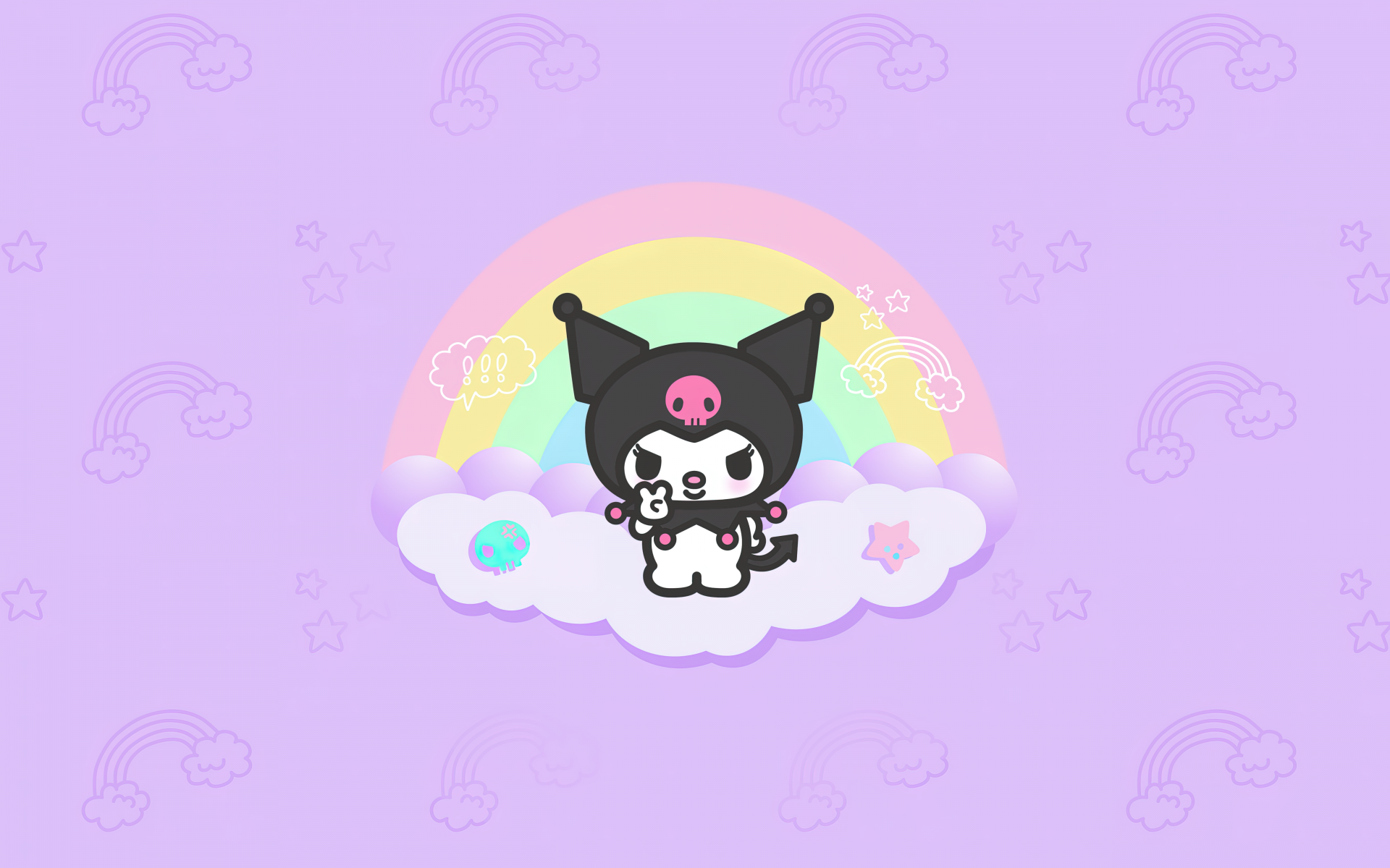 Kuromi Wallpaper 4K, Hello Kitty, Black jester hat