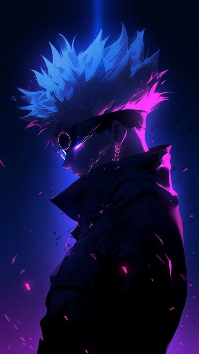 Gojo wallpaper blue purple neon