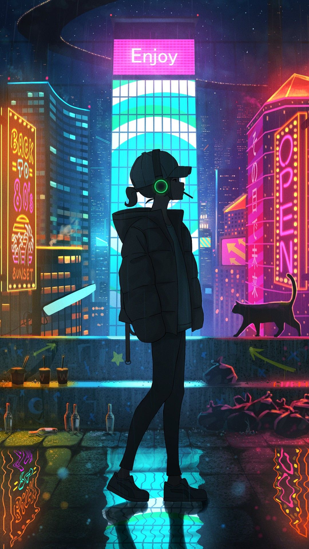 Neon City Anime Art