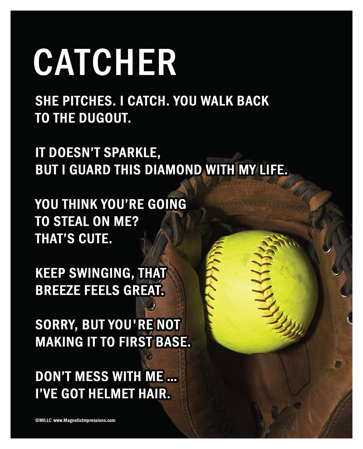 Unframed Softball Catcher 8 x 10