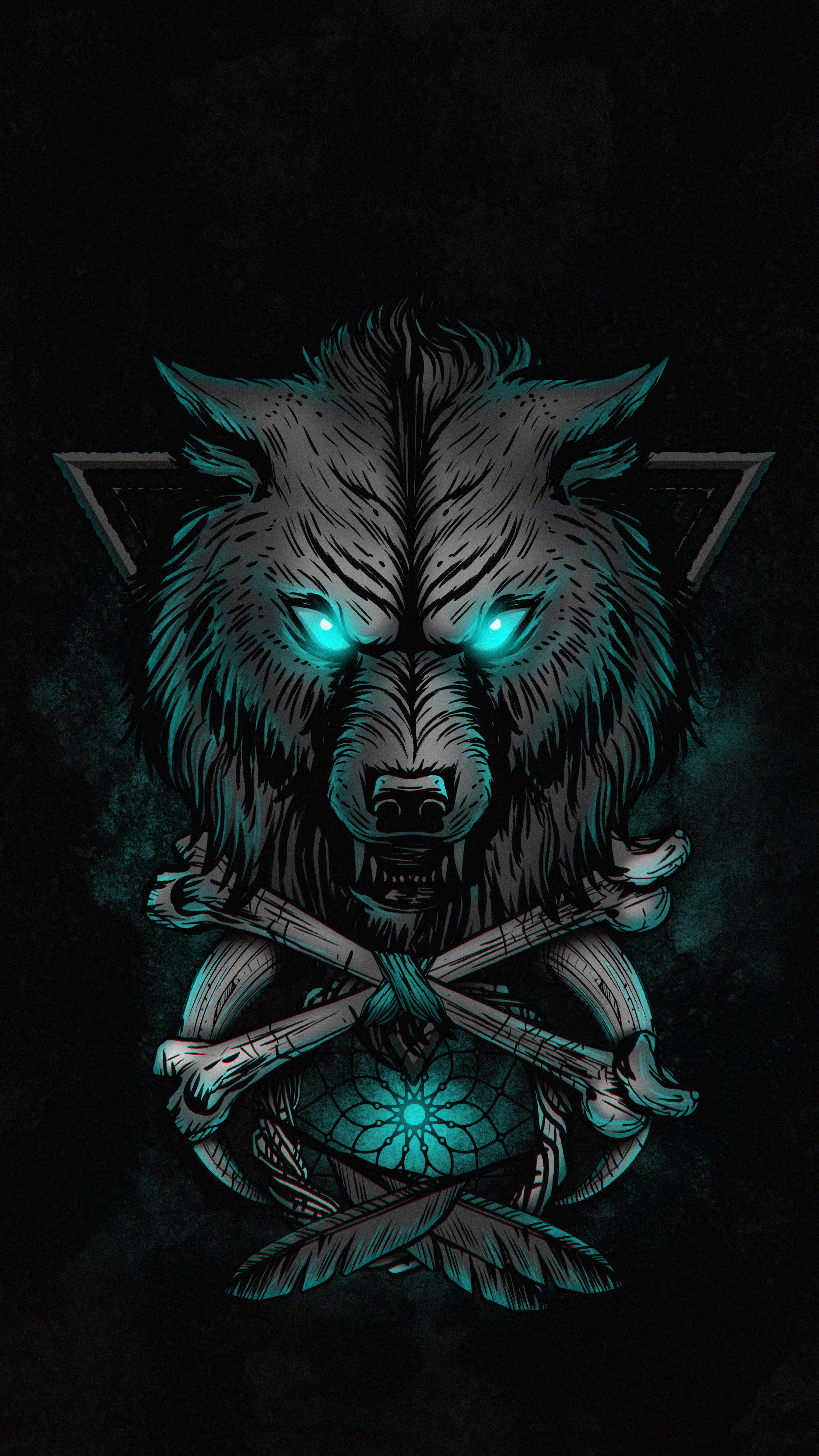 Download Anime Wolf Neon Blue Eyes