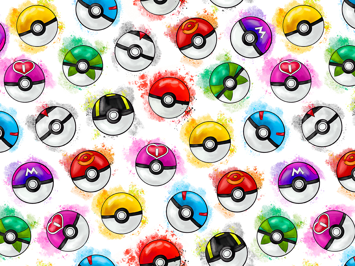 Pokeball Pokemon Digital Seamless