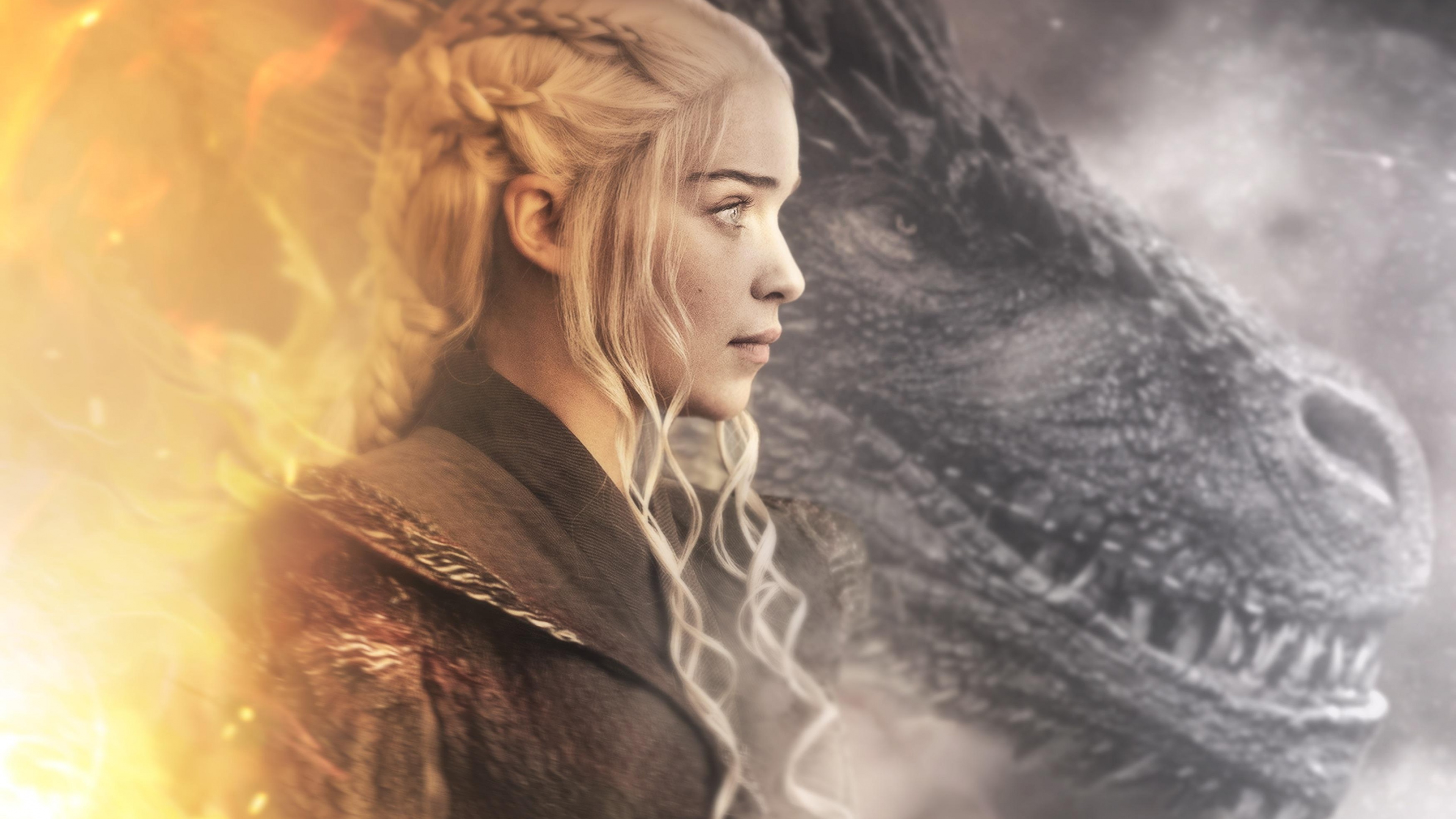 Daenerys Targaryen Wallpaper 4K, Dragon