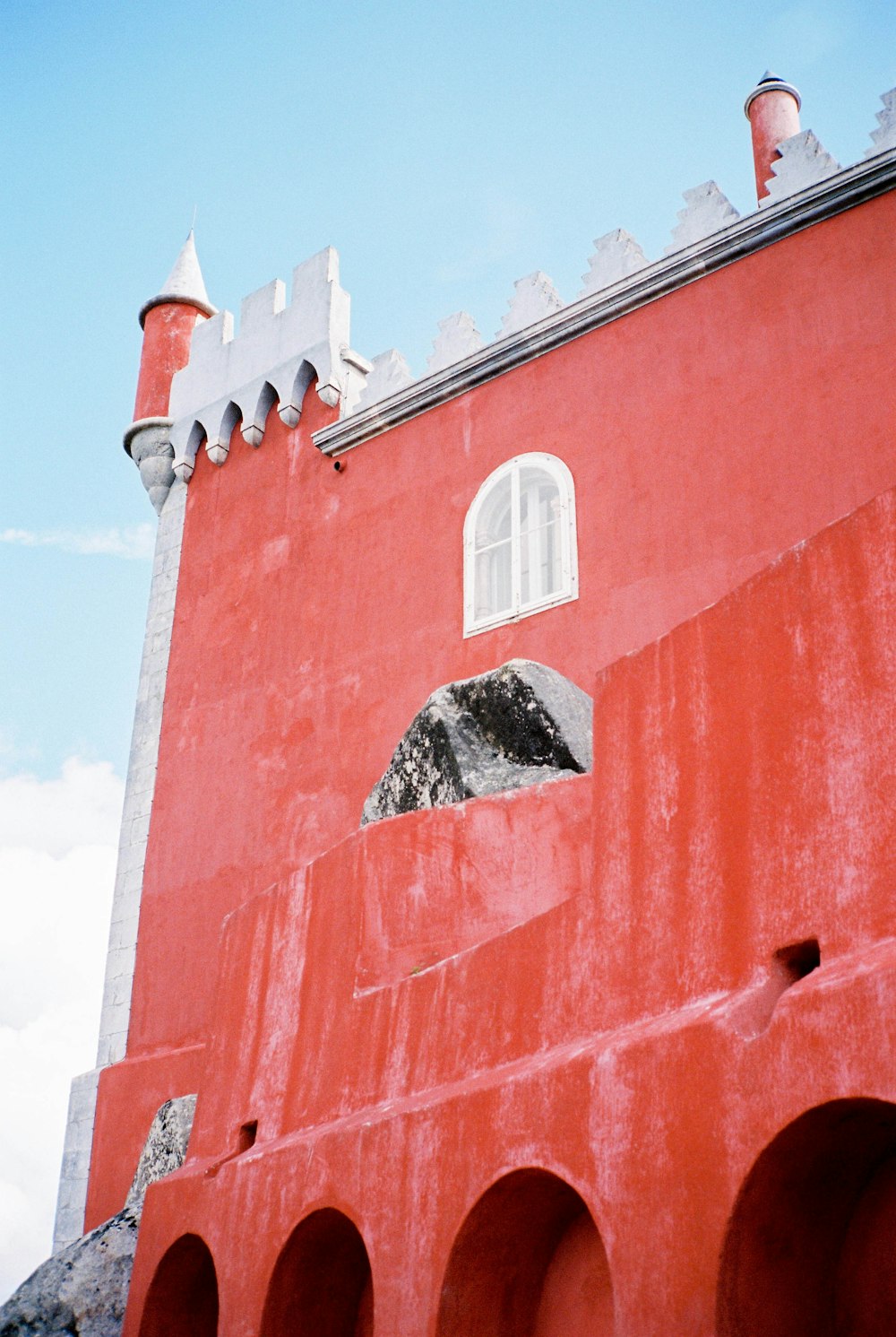 Brown concrete building under white