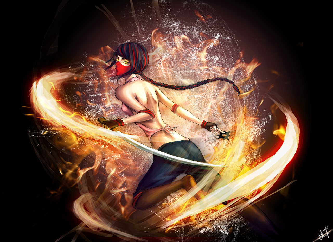 Sabre plait Human back Anime female