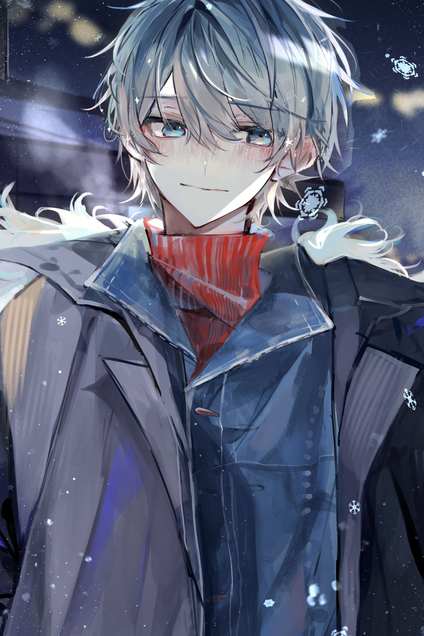 Handsome Blue Eyed Anime Boy With Cold