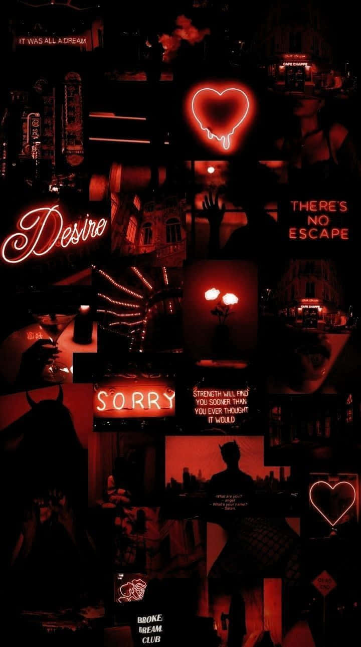Download A Collage Of Red And Black Image With A Heart Wallpaper