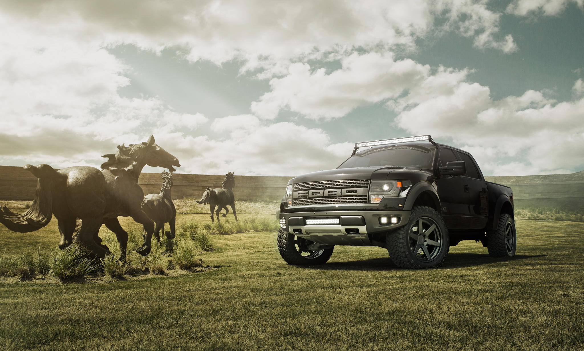 Wallpaper field, the sky, black, Ford