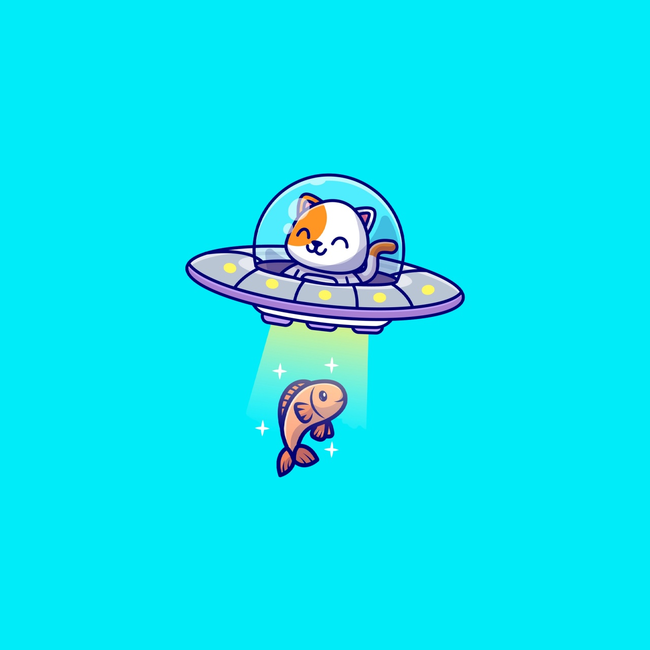 Cute Cat Wallpaper 4K, Flying cat, UFO