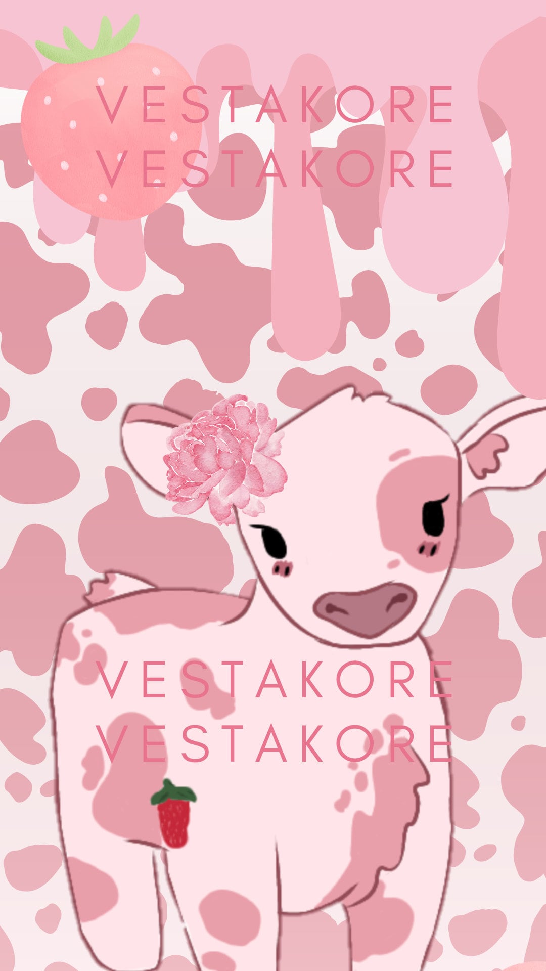 Strawberry Cow Wallpaper Pink Wallpaper