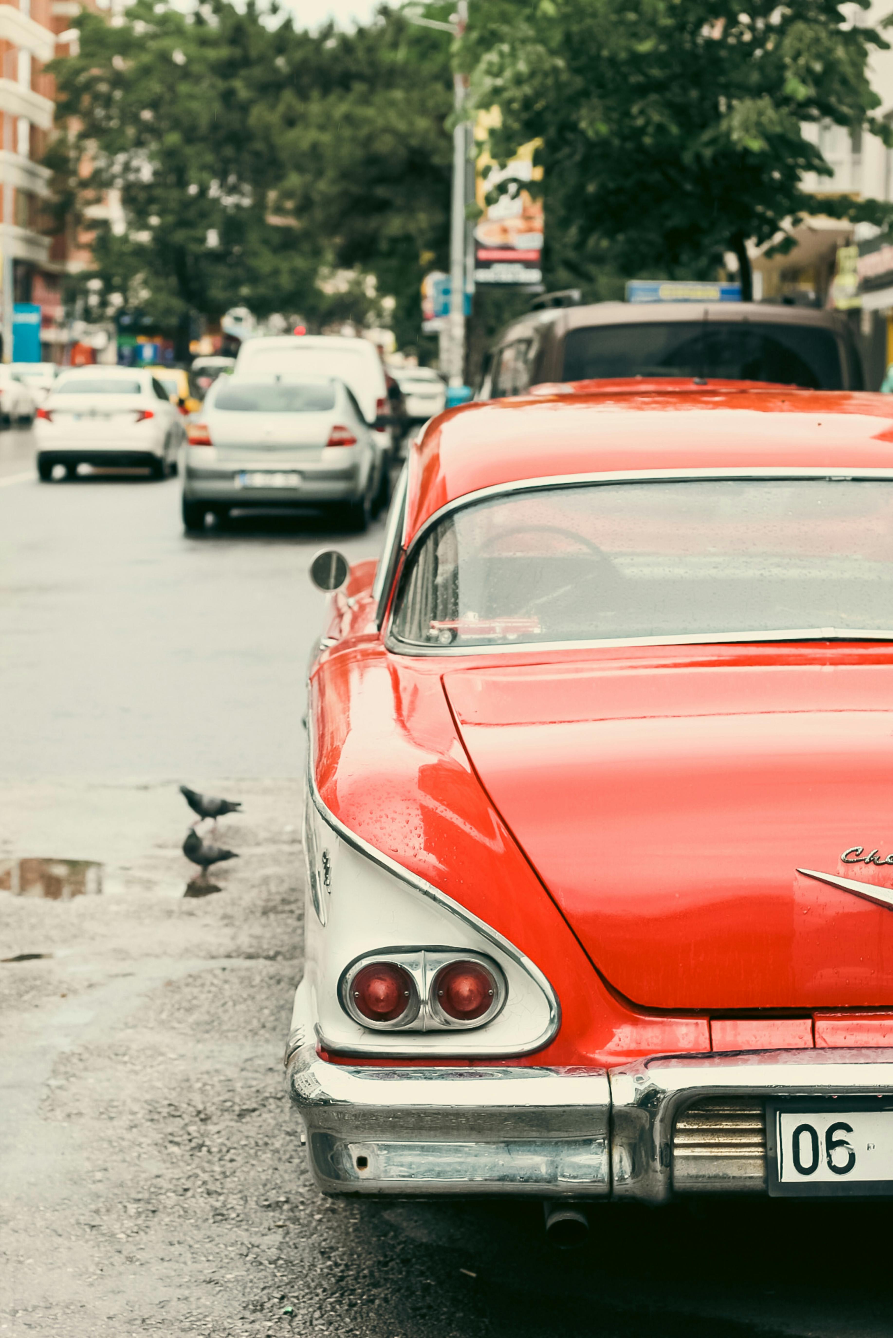 Red, Vintage Chevrolet Impala · Free