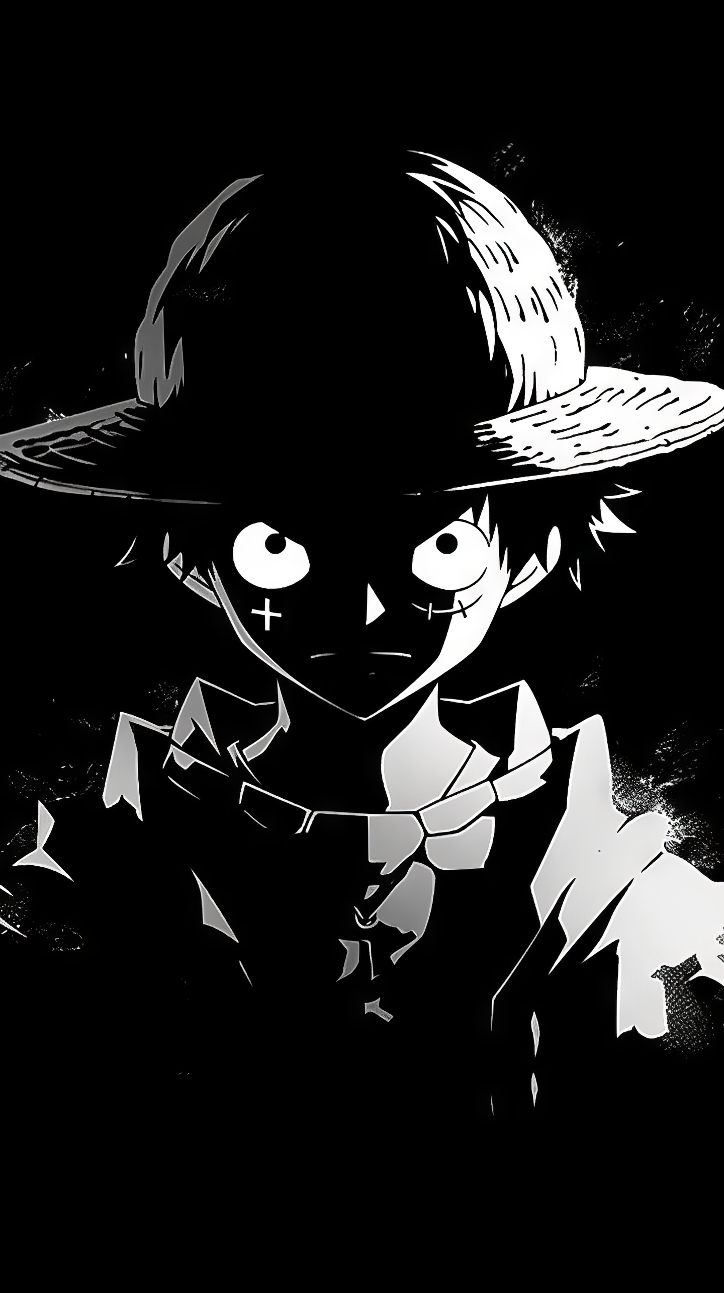 Luffy Black and White Phone Wallpaper