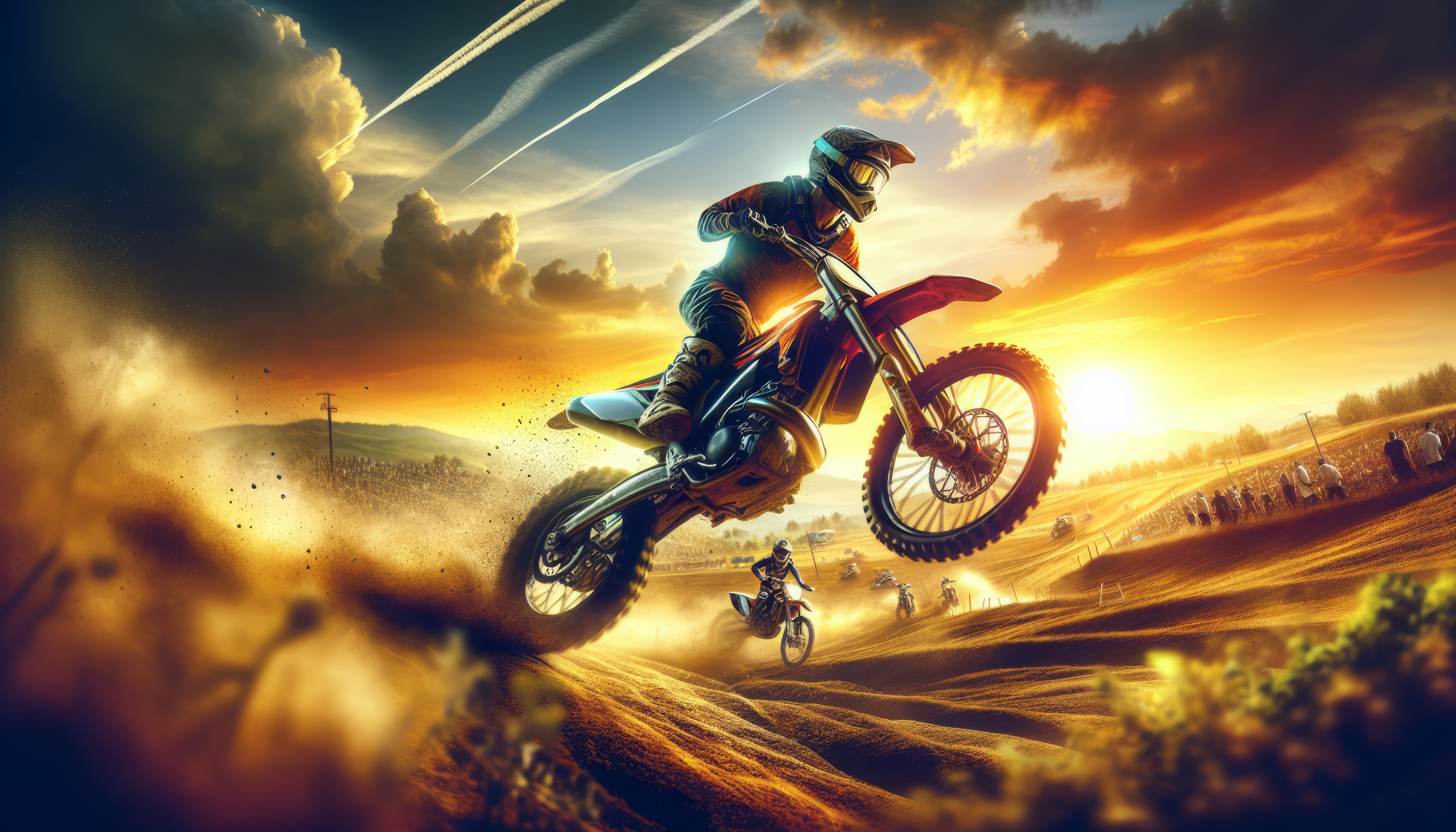 Dirt Bike Sunset Jump HD Wallpaper
