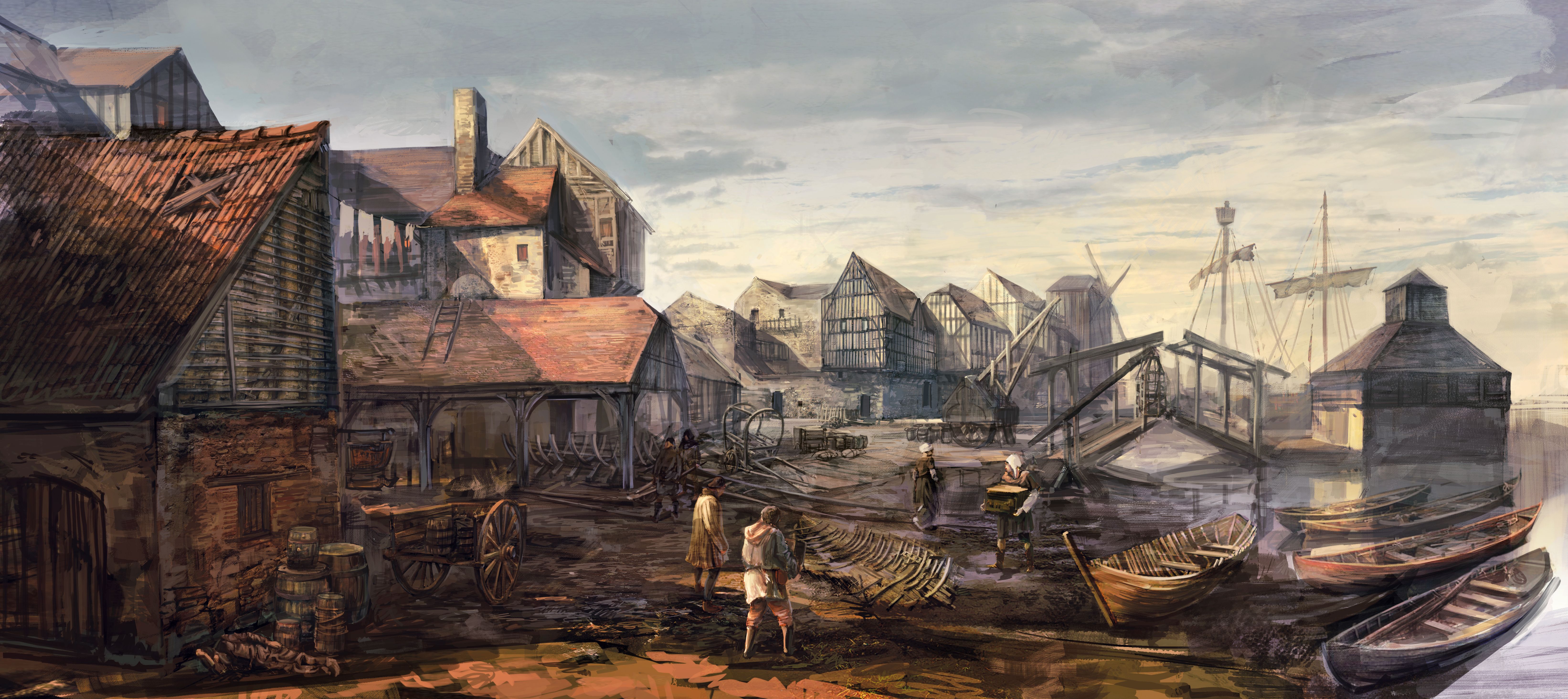 Wild Hunt Novigrad Port vdeo game 6568x2928