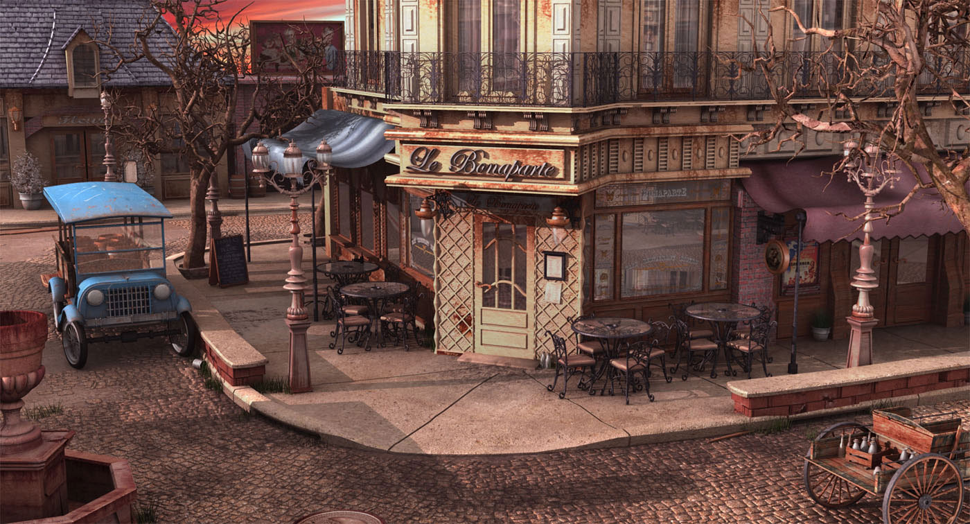Wallpaper Art: French Bistro at Sunset
