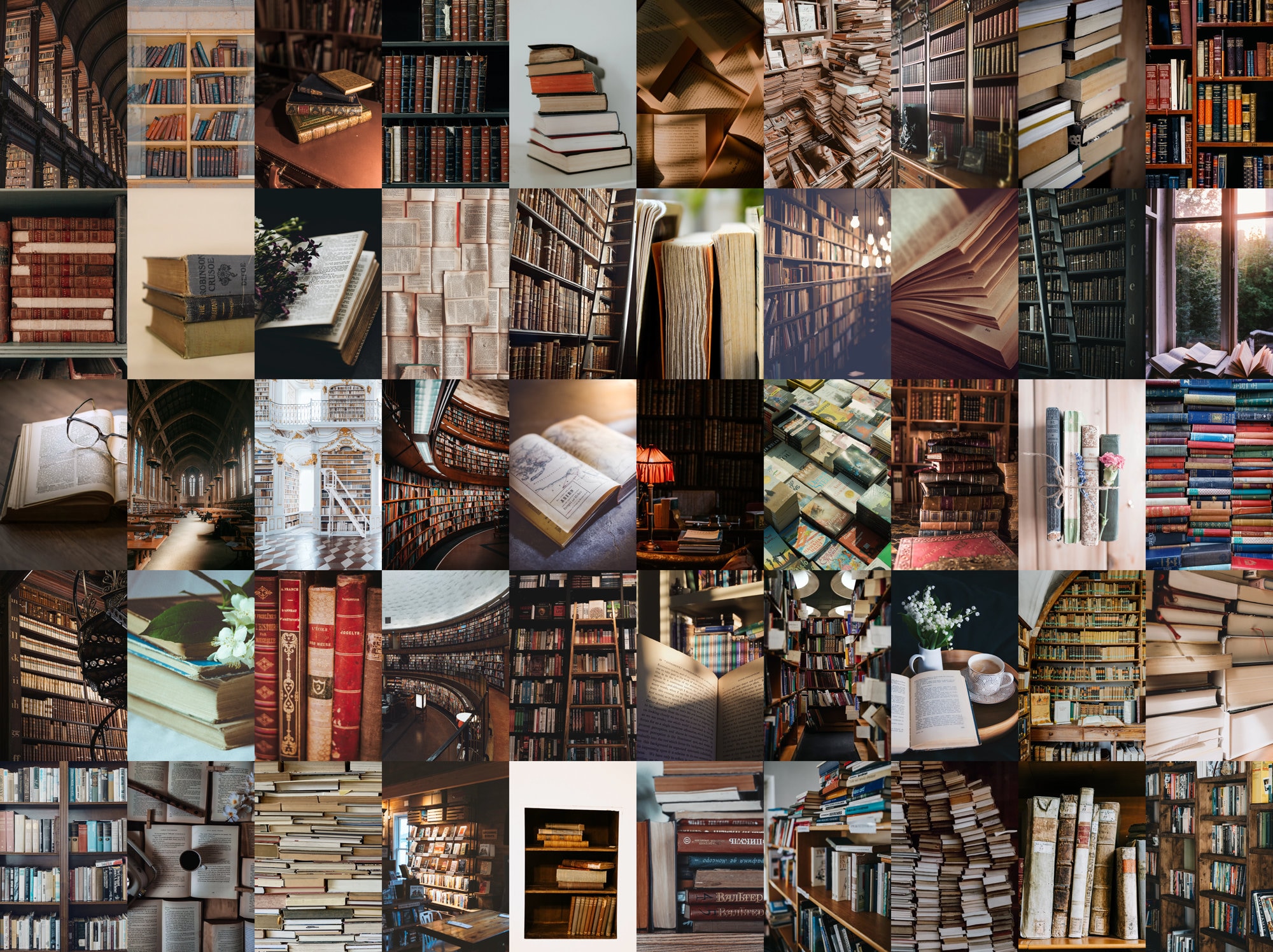 Books Wall Collage, Printable Wall