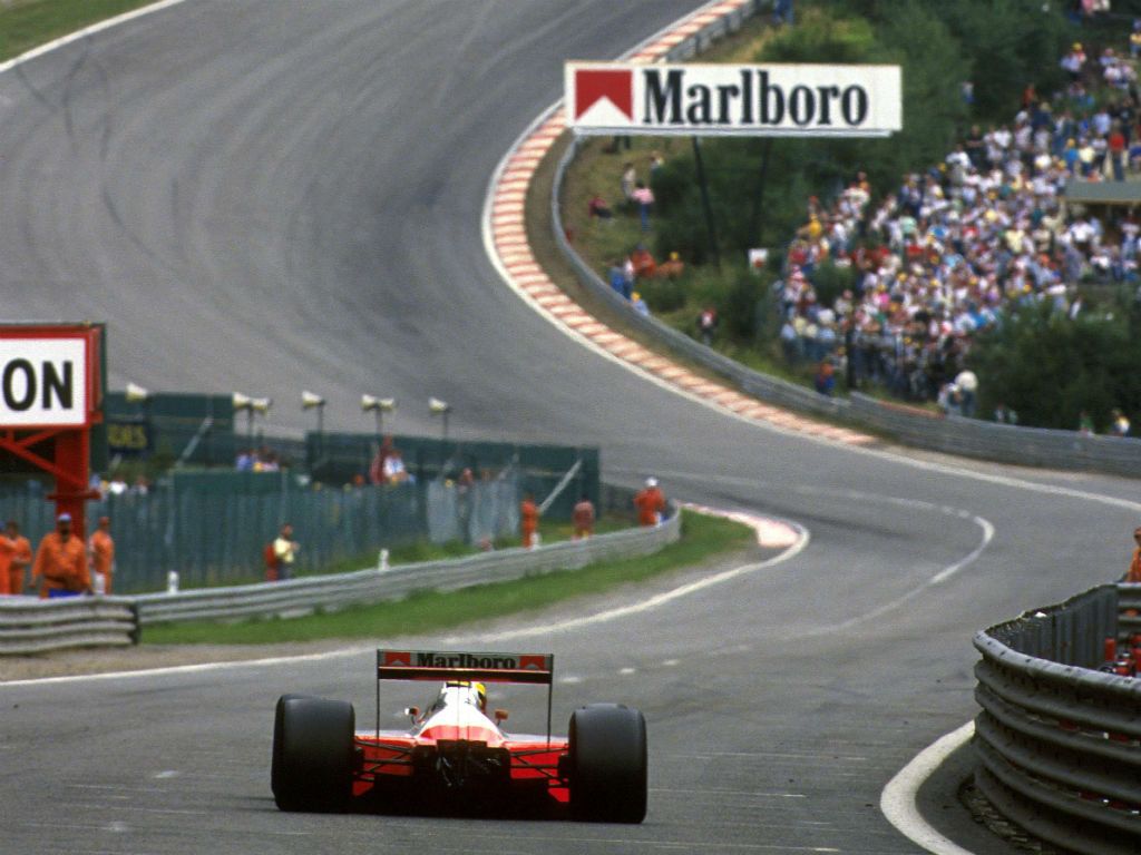 Senna entering Eau Rouge [Spa 1988], r