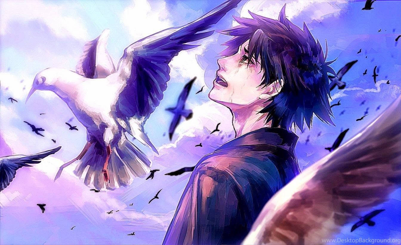 Download free Sad Anime Boy And Birds