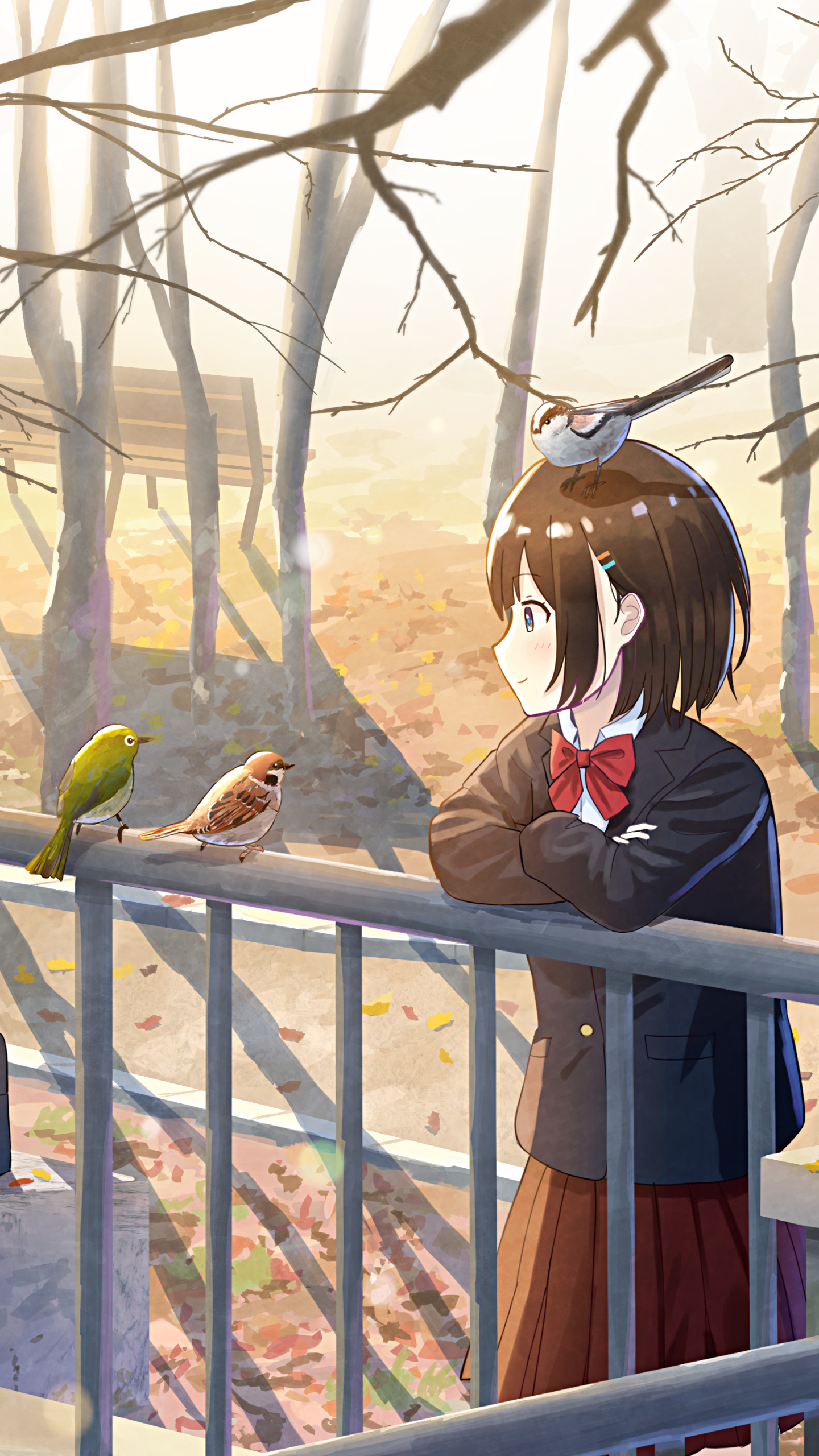 Mobile wallpaper: Anime, Bird, Girl
