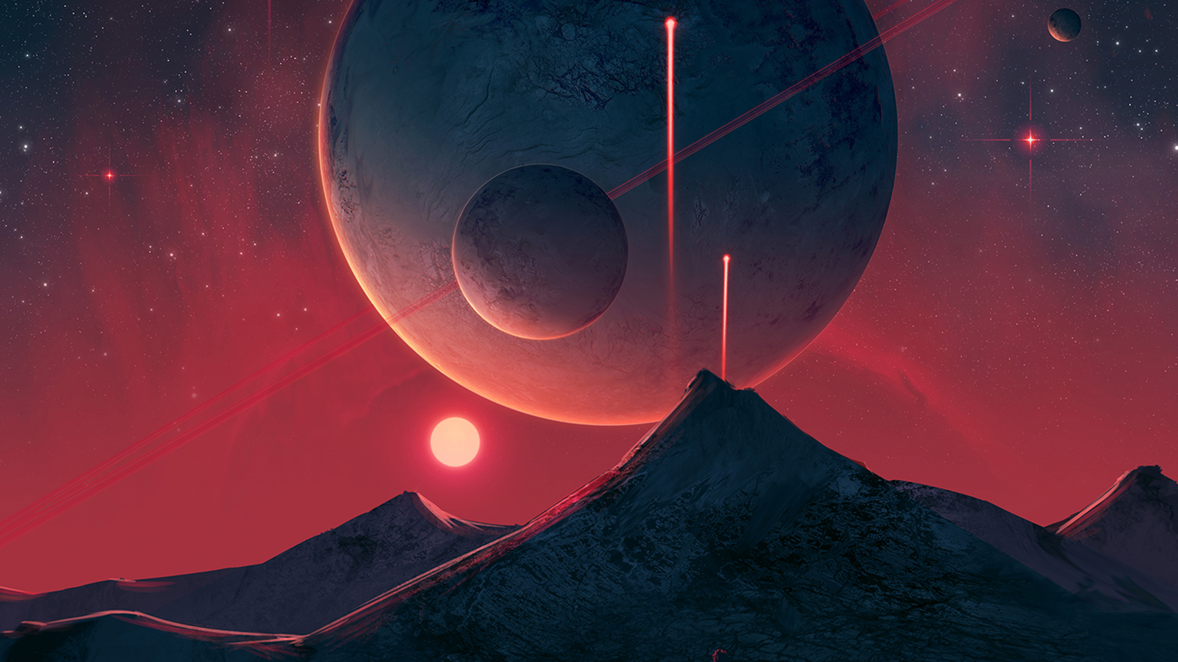 Art Planet Red Dark Sf Wallpaper