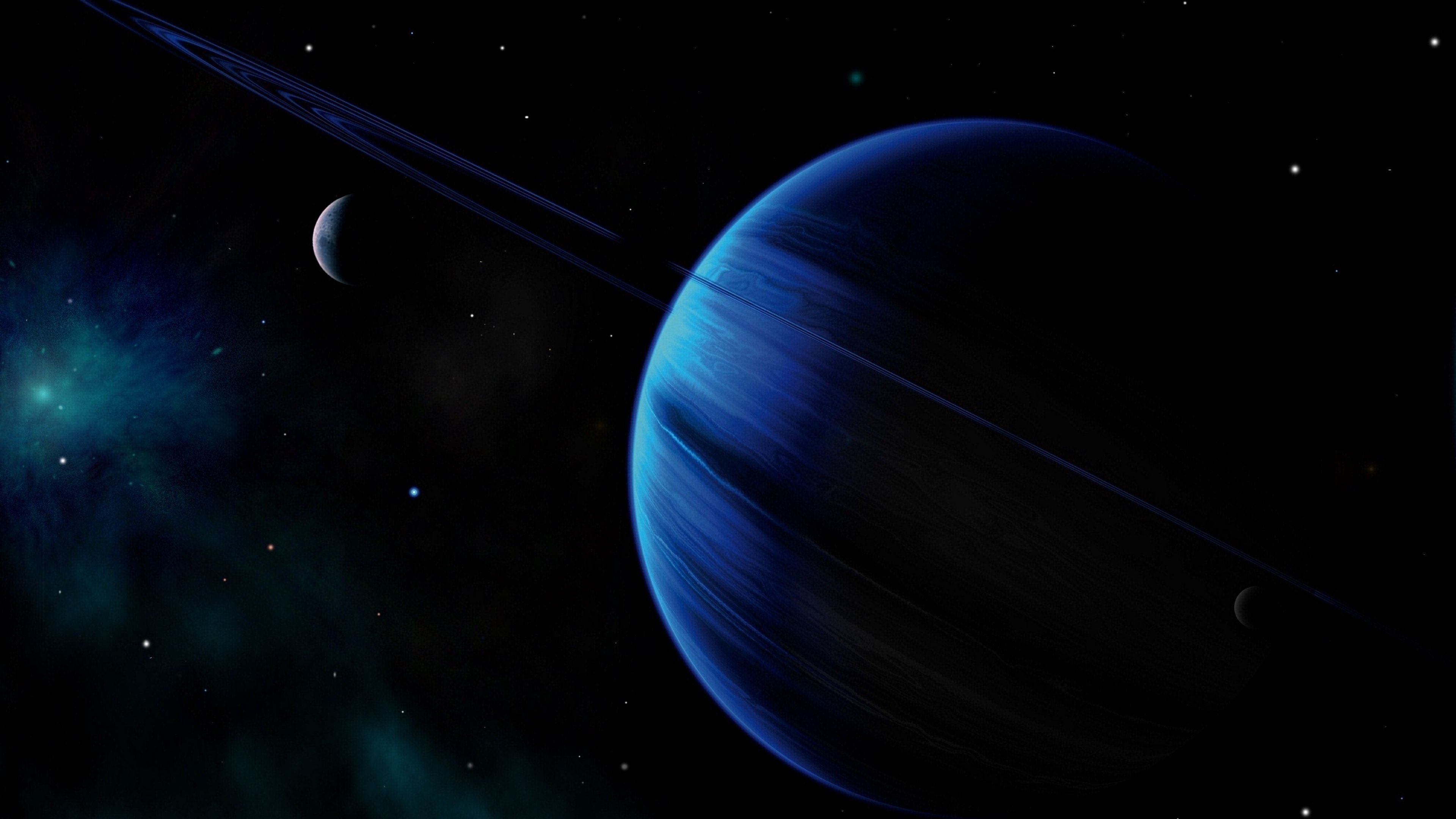 wallpaper 3840x2160 planet, ring, blue