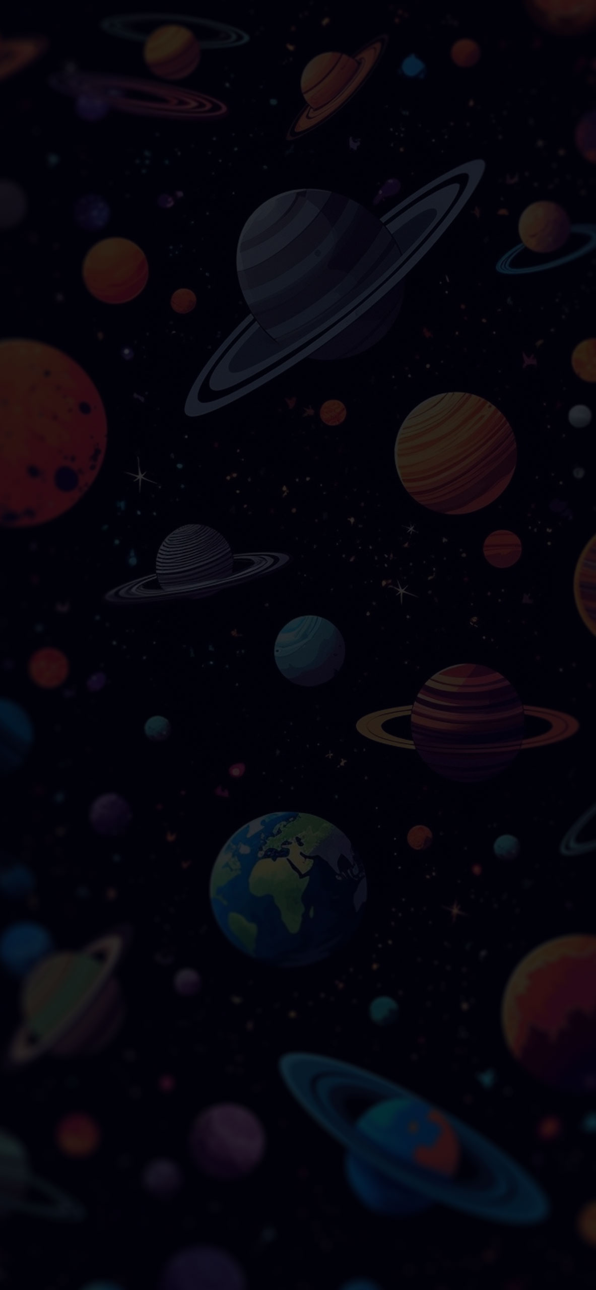 Space Planets Black Wallpaper