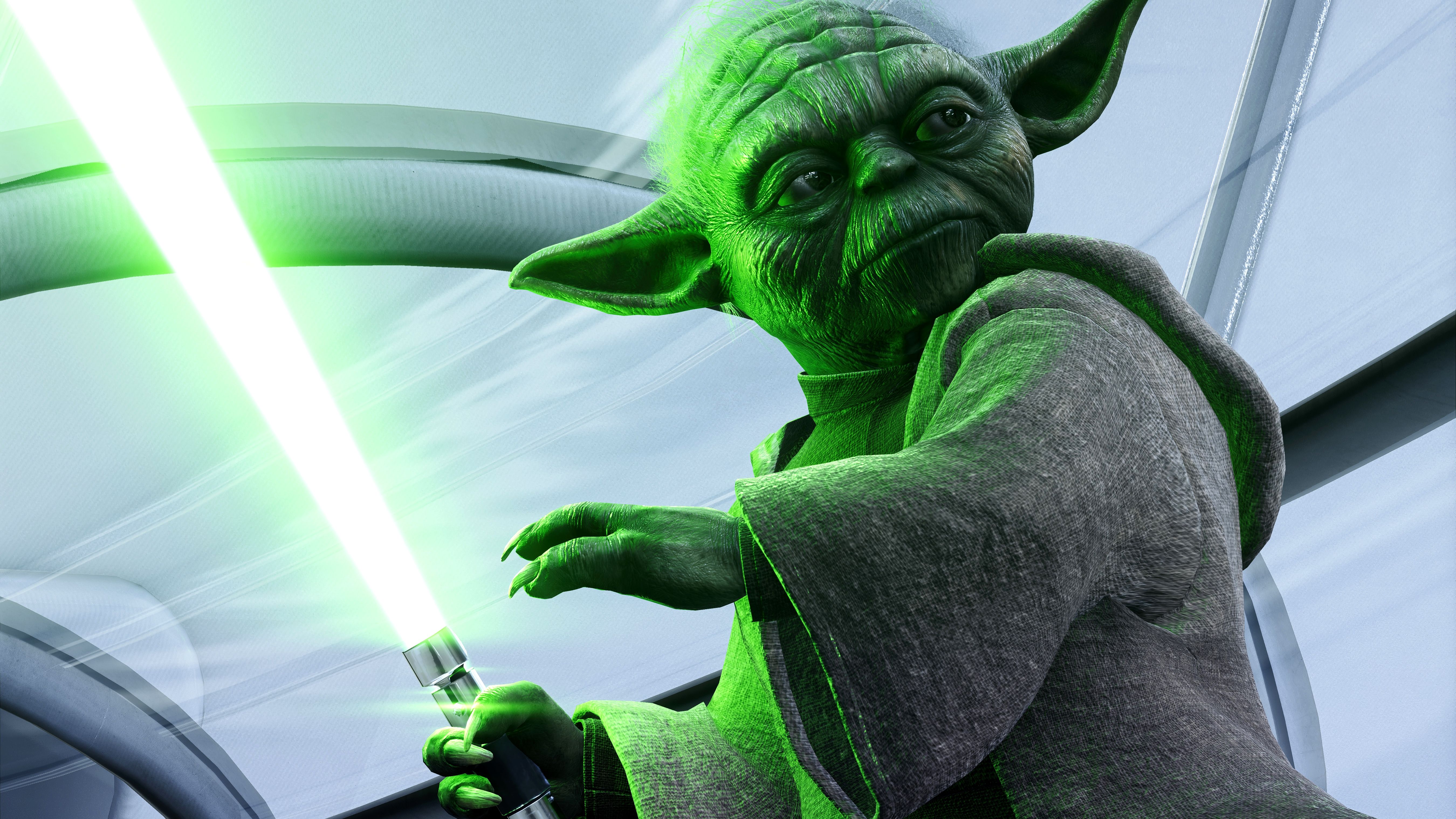 Wallpaper Yoda 4K Trick. Star wars