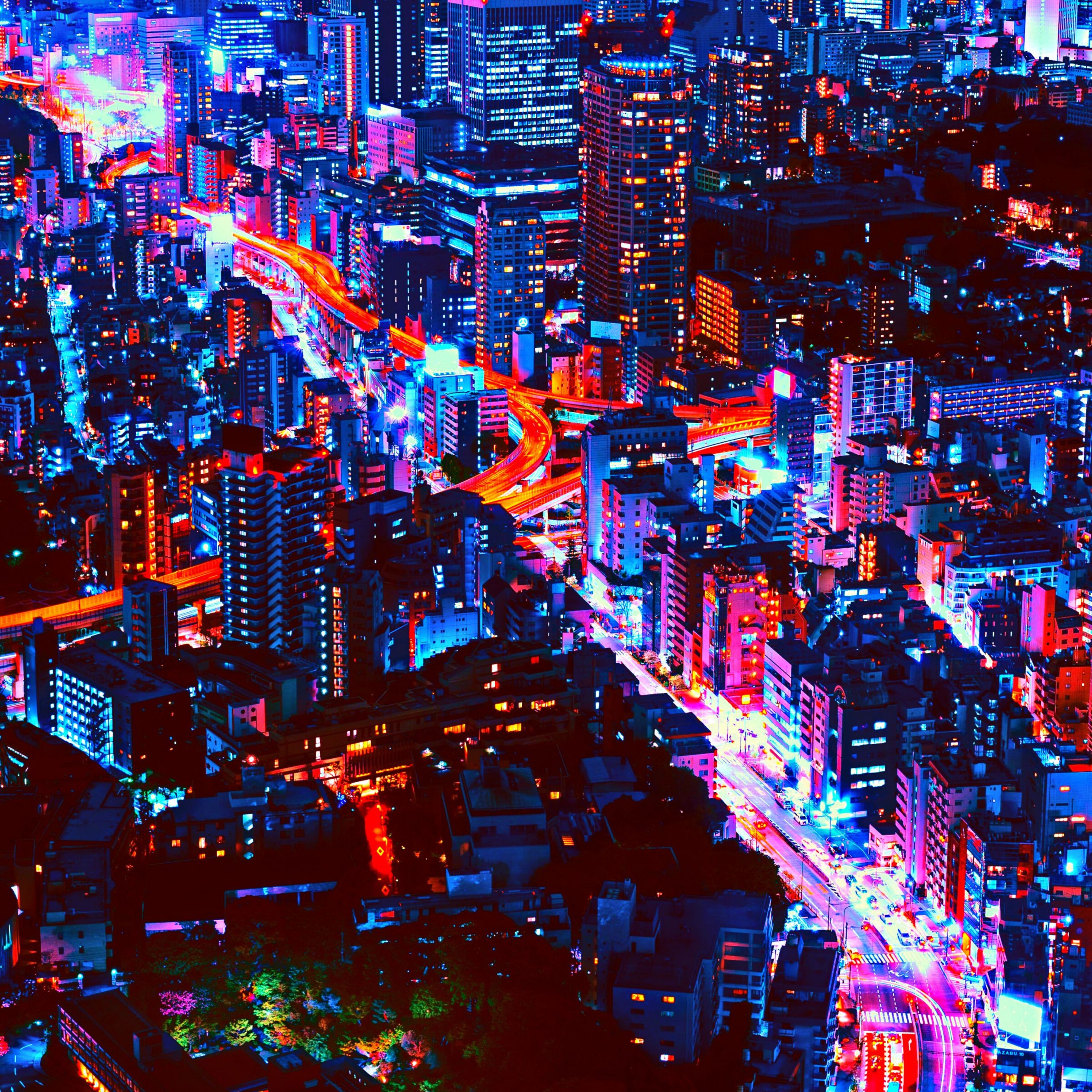 Busy Night City Art iPad Wallpaper