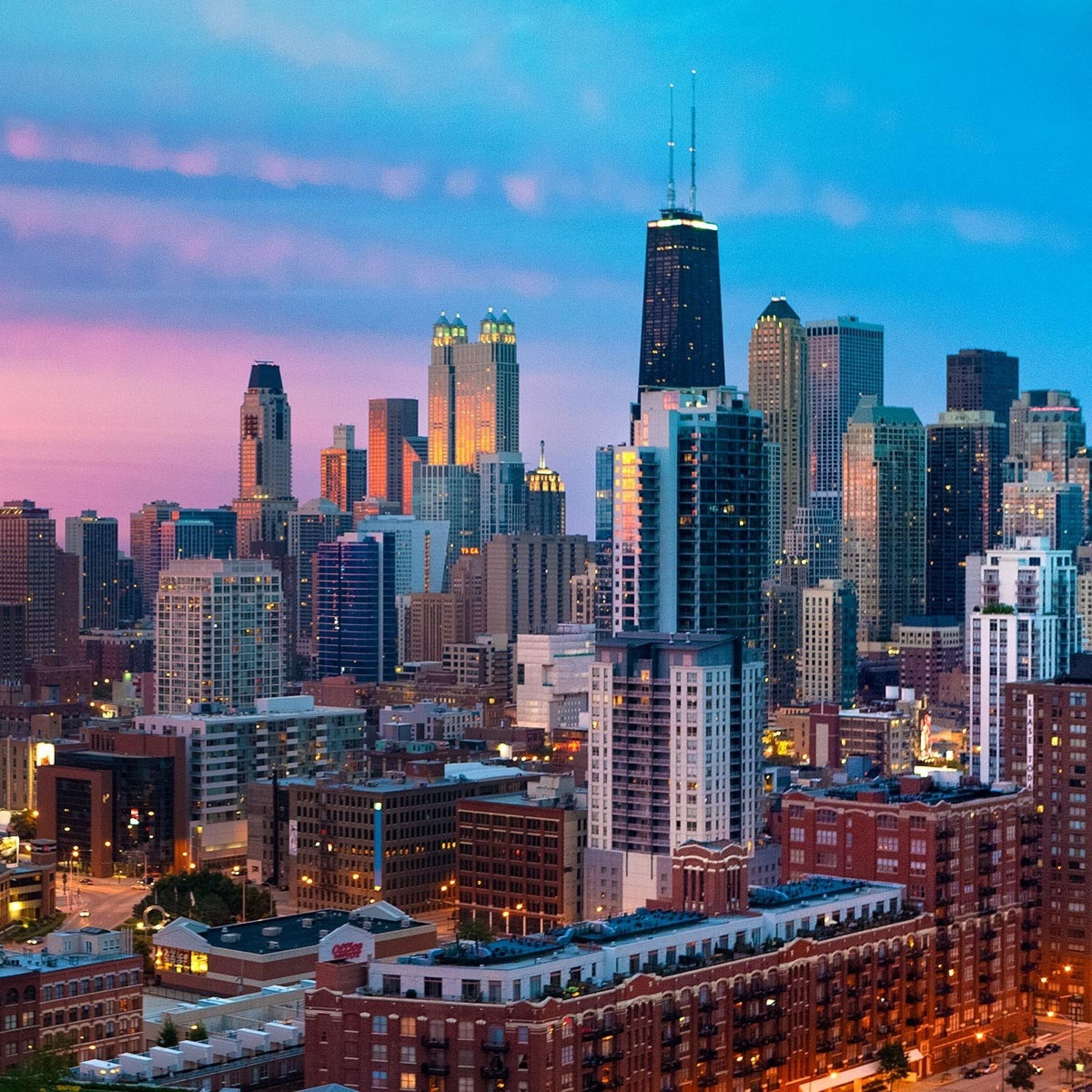 night skyscrapers iPad Pro Wallpaper